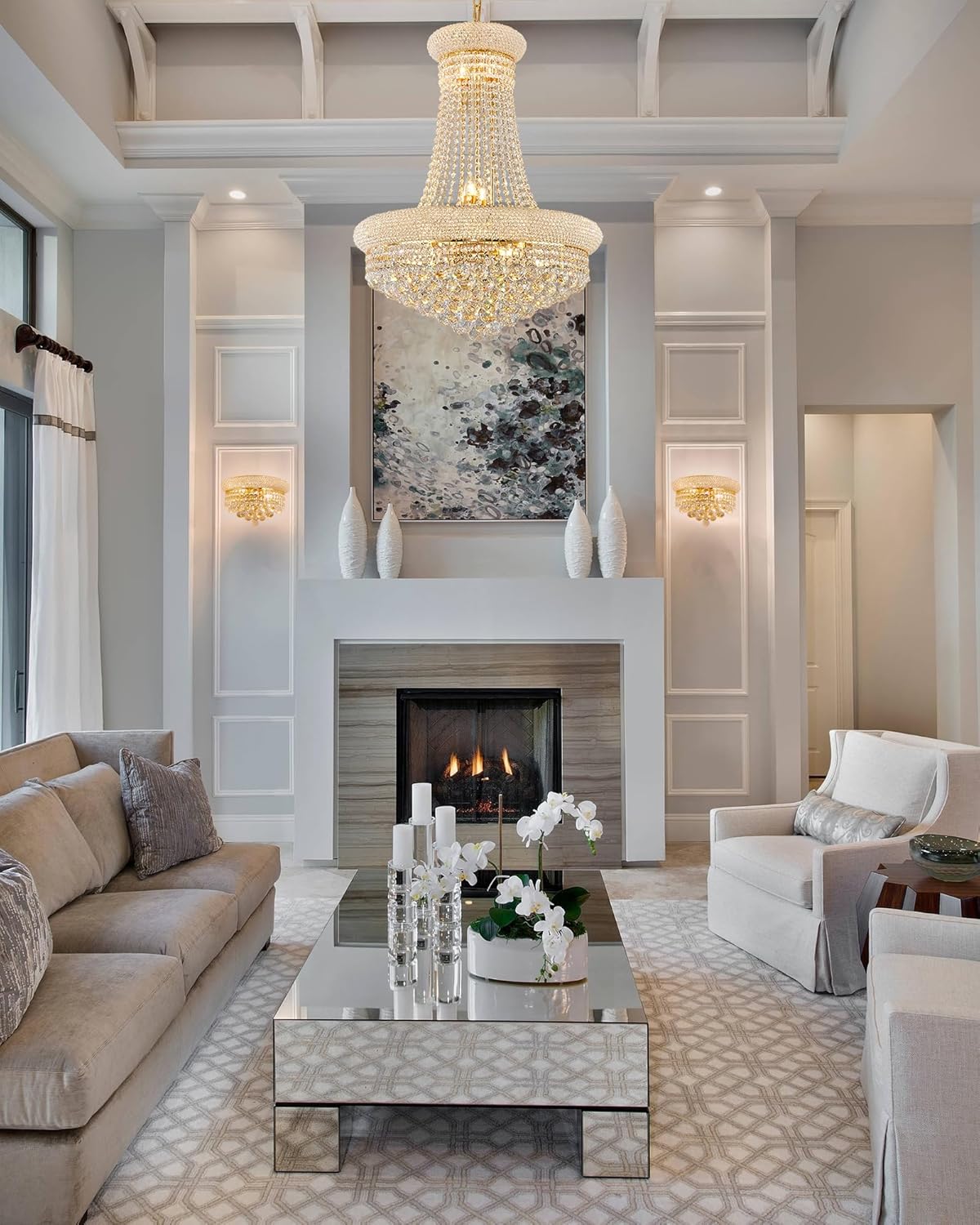 14-Light Gold Empire Crystal Chandelier