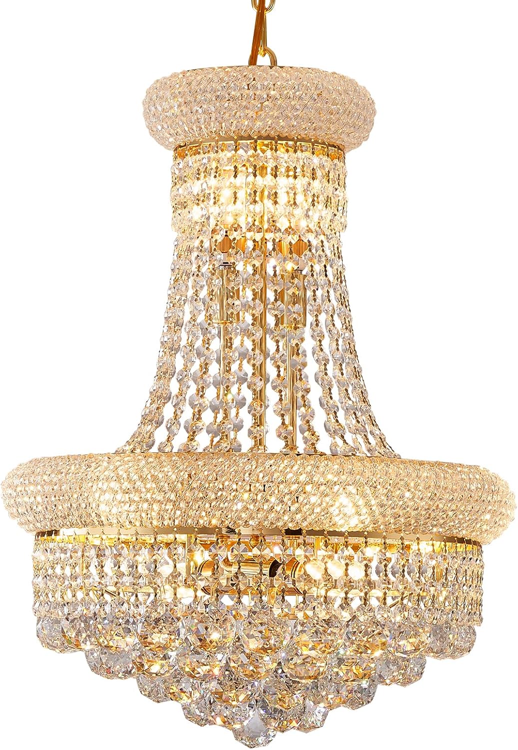 14-Light Gold Empire Crystal Chandelier