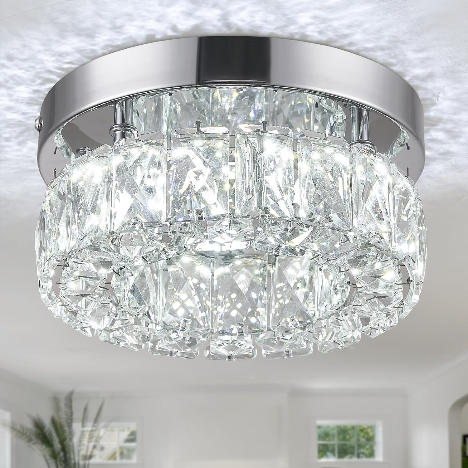 7.9" LED Crystal Flush Mount Light – 16W Cool White