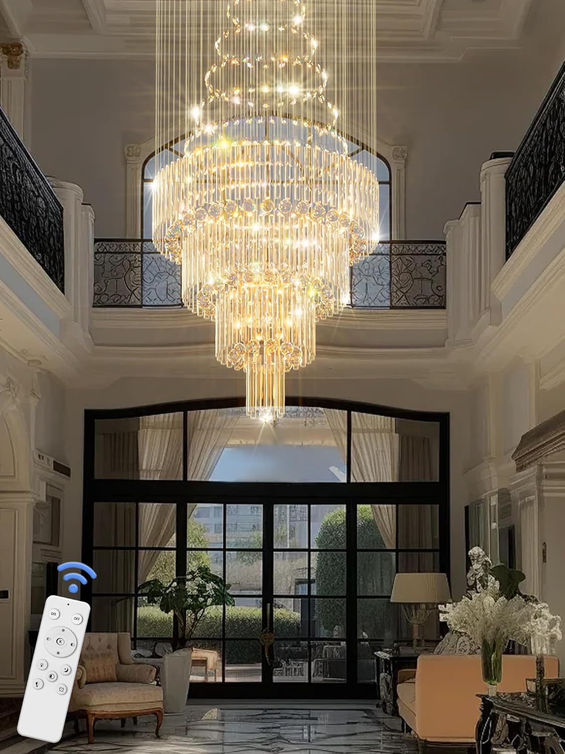 D24"×H86" Modern Raindrop Crystal Foyer Chandelier