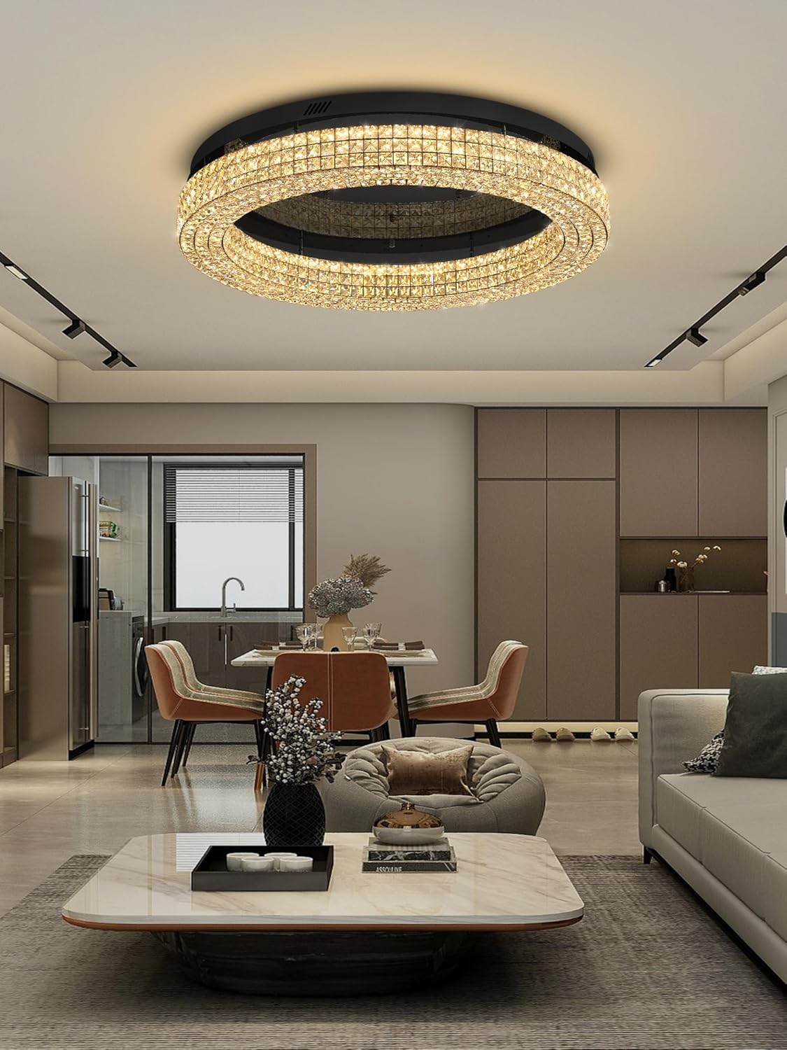 32” Modern Crystal LED Chandelier