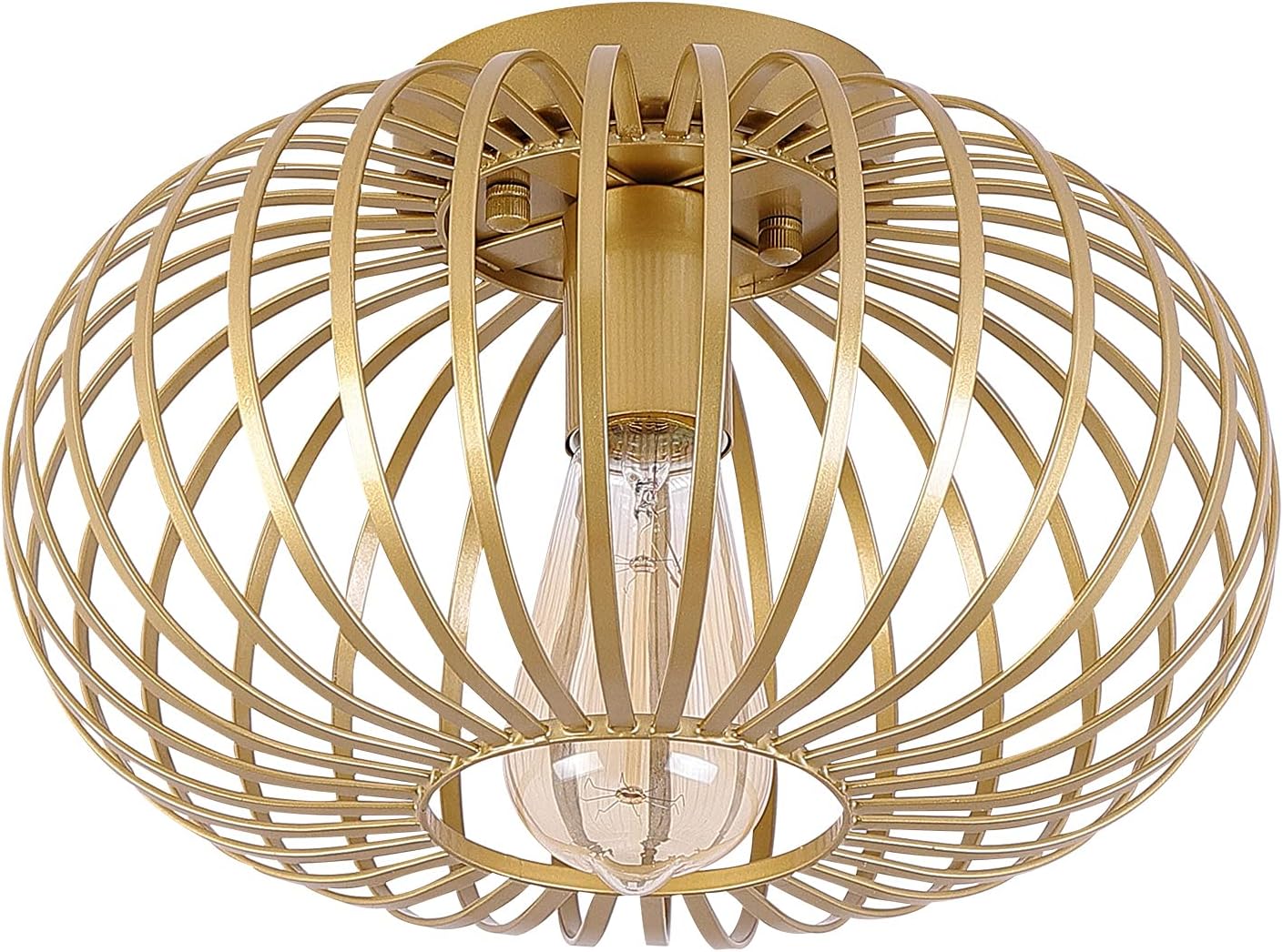 Modern Gold Cage Flush Mount Light