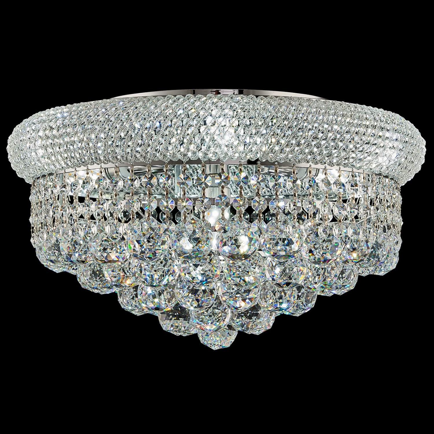 18-Light Crystal Flush Mount Chandelier