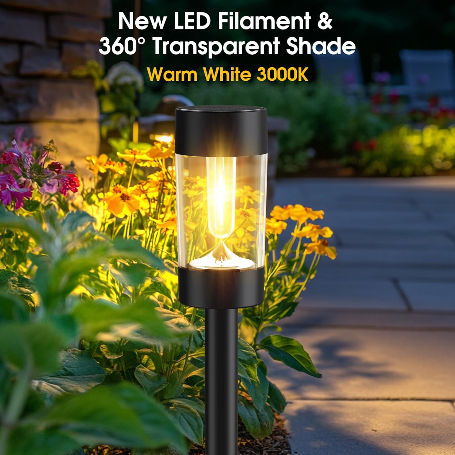 12-Pack Solar Landscape Lights – Warm White