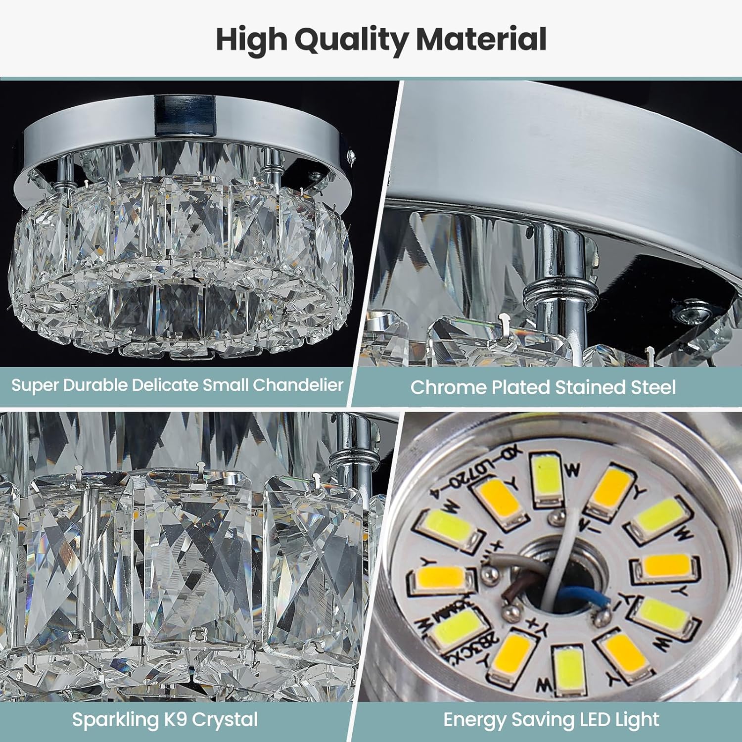 7.9" LED Crystal Flush Mount Light – 16W Cool White