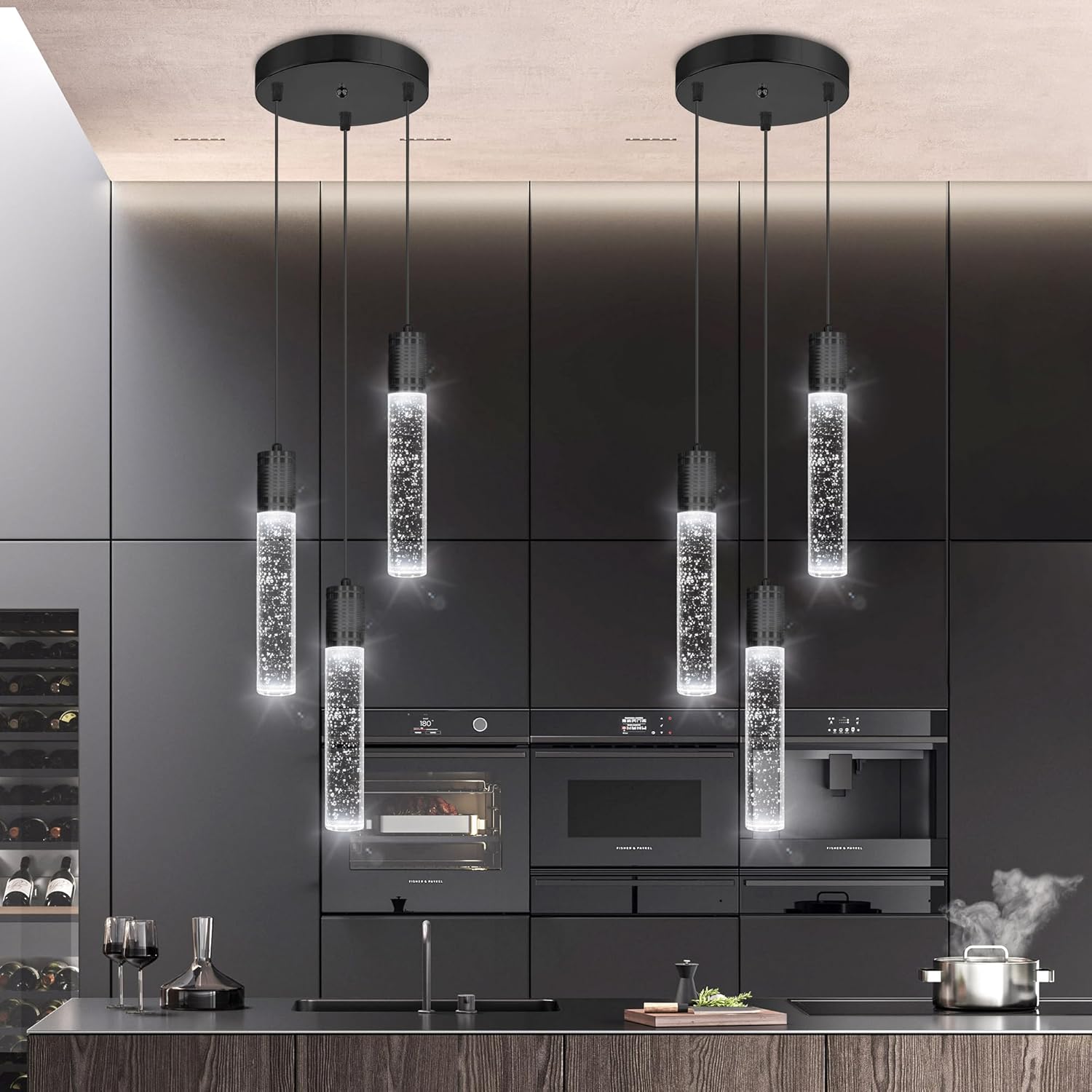 3-Light Crystal Pendant for Kitchen Island