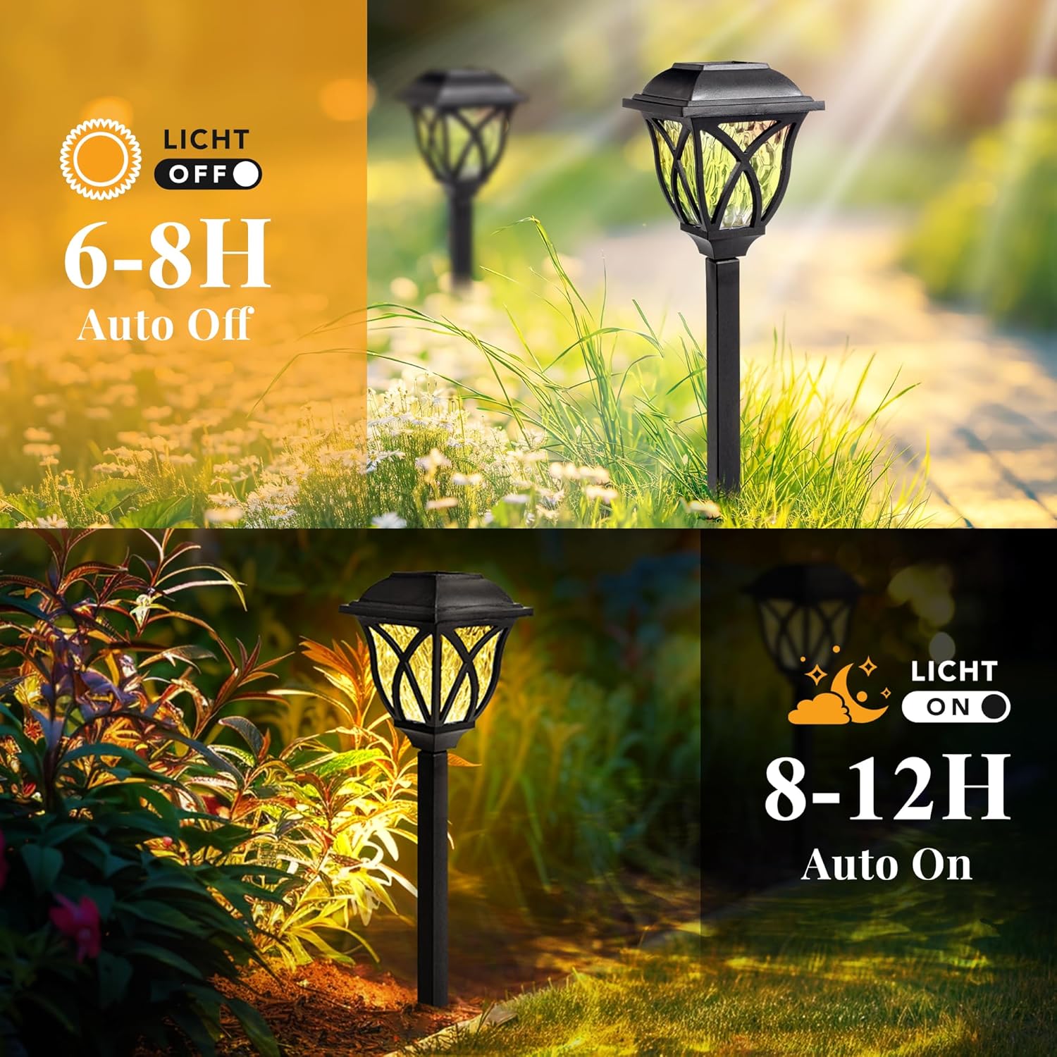 Solar Garden Lights – 6 Pack, Warm White LED