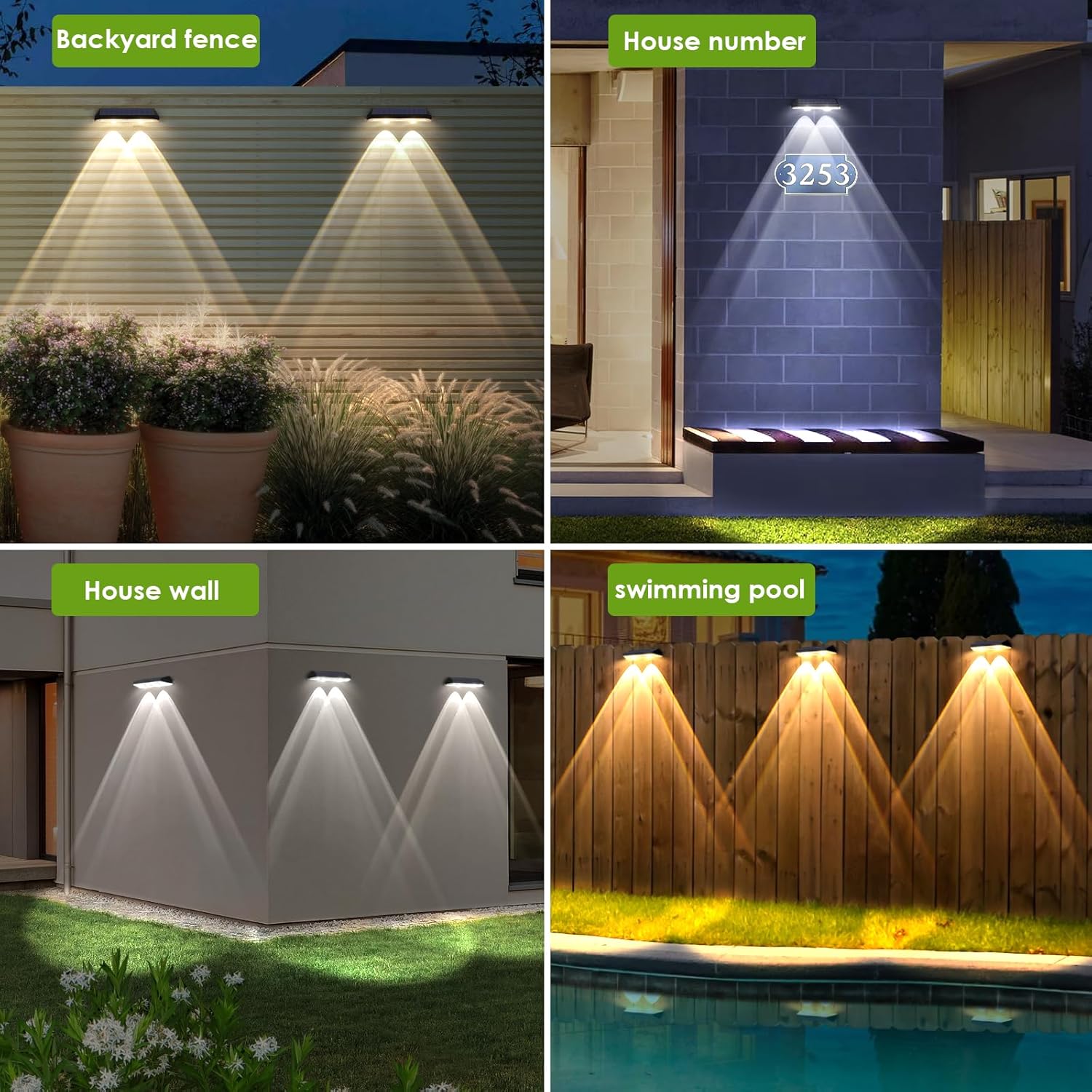 Solar Fence Lights – 8 Pack, 3 Color Modes