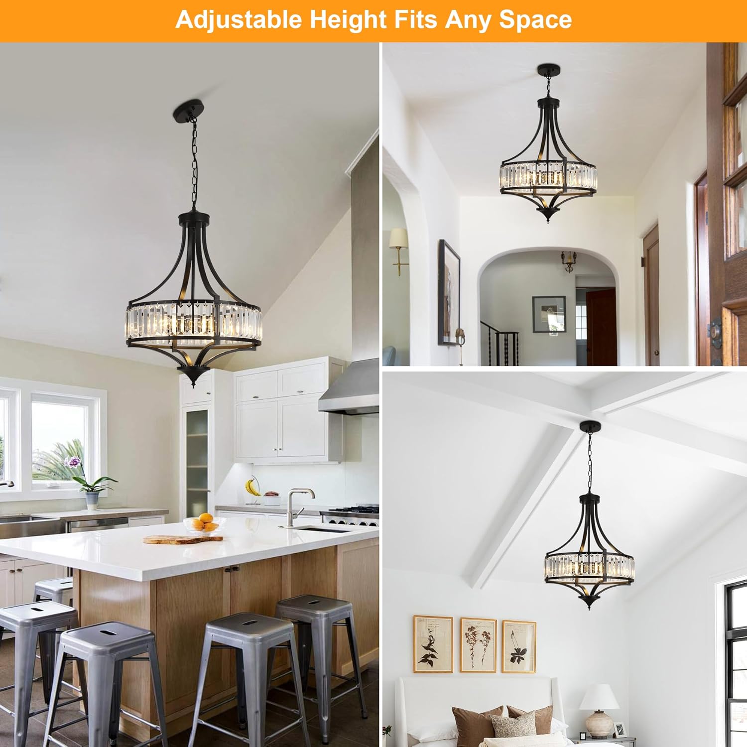 20" Crystal Farmhouse Chandelier – 5-Light