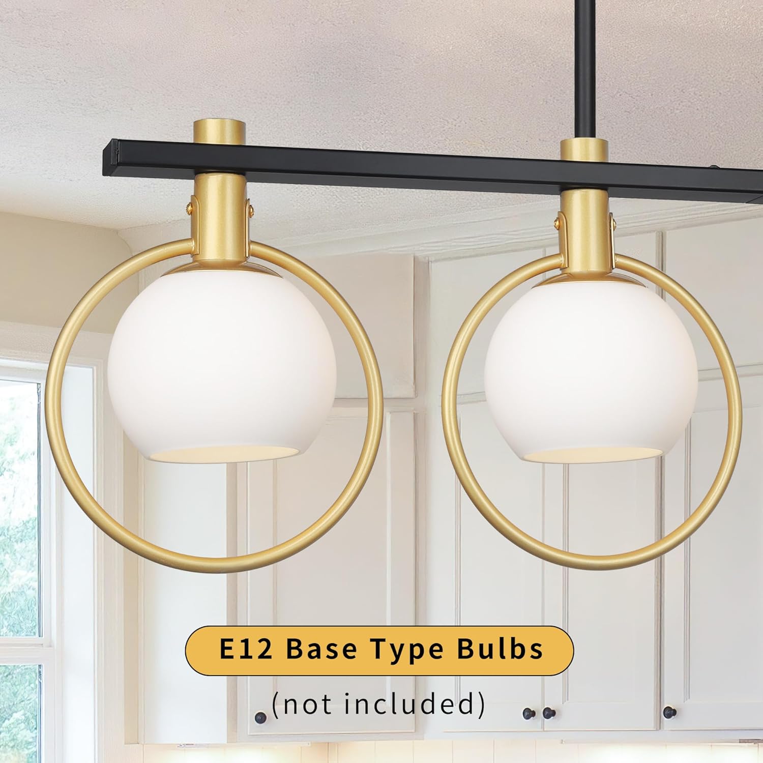 Gold Black 4-Light Kitchen Island Chandelier