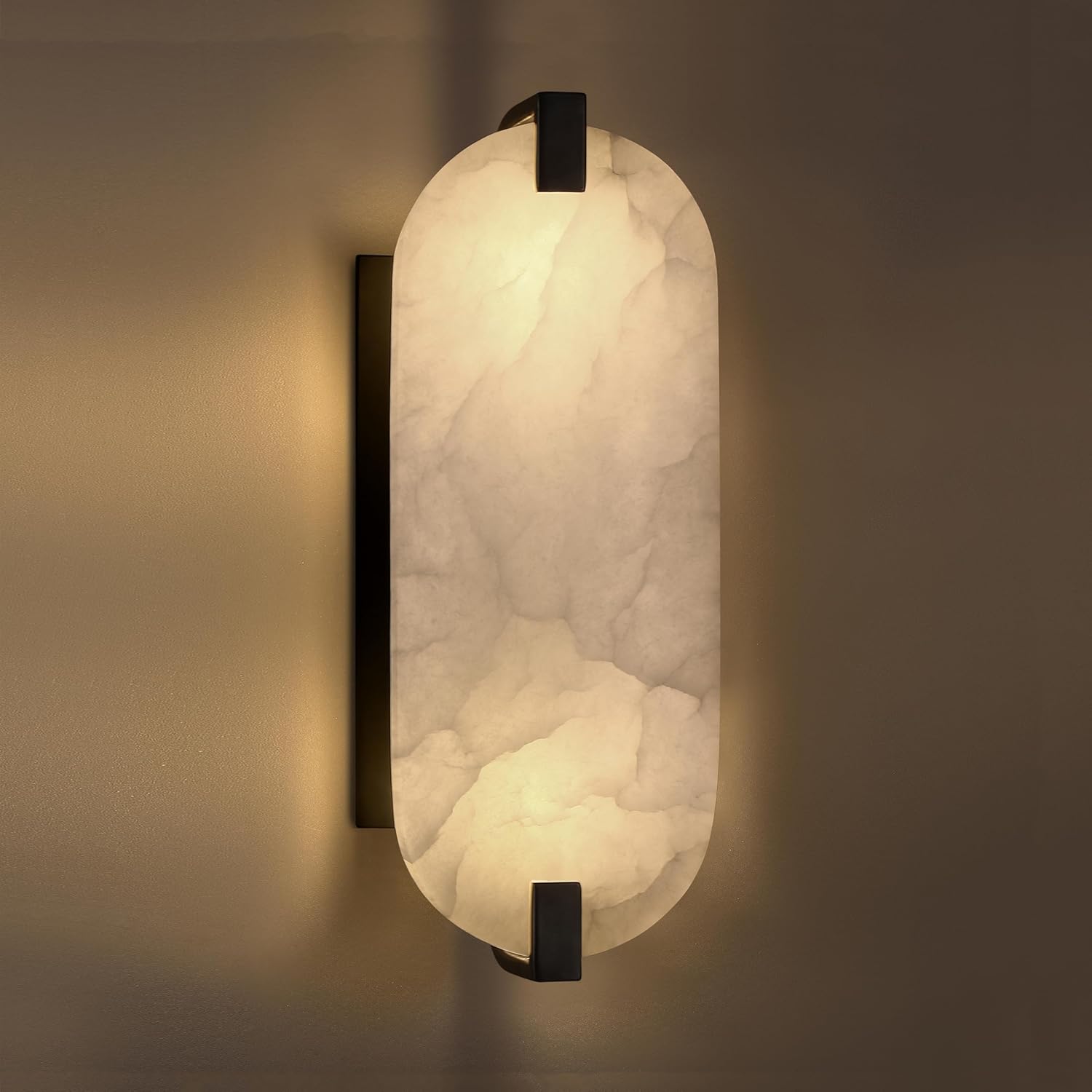2-Pack 12.7" Alabaster Oval Bathroom Wall Sconce