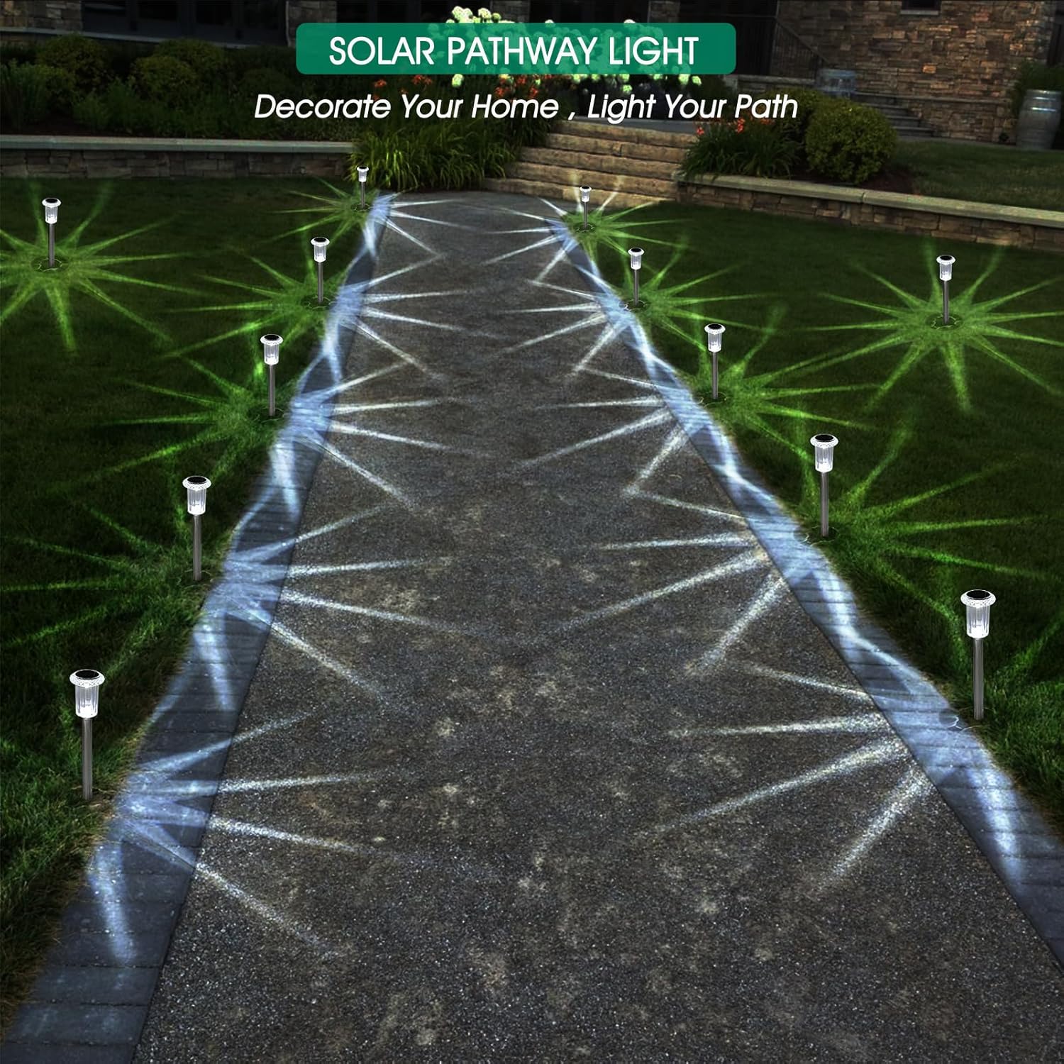 Solar Pathway Lights – 10 Pack, Cool White LED
