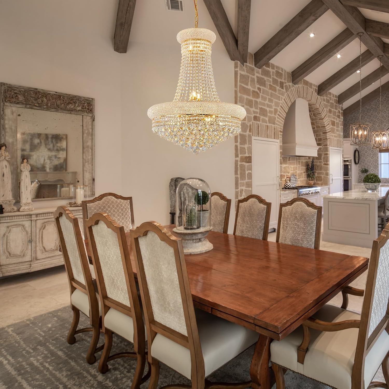 14-Light Gold Empire Crystal Chandelier