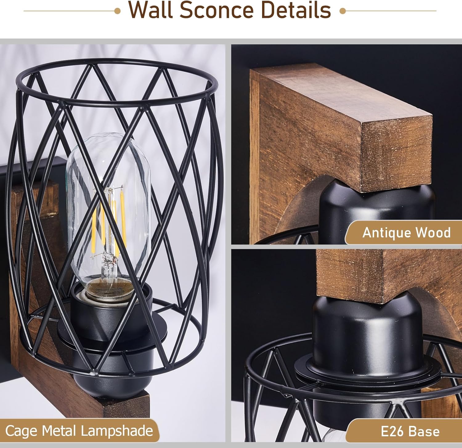 6-Light Farmhouse Vanity Light – Black Cage