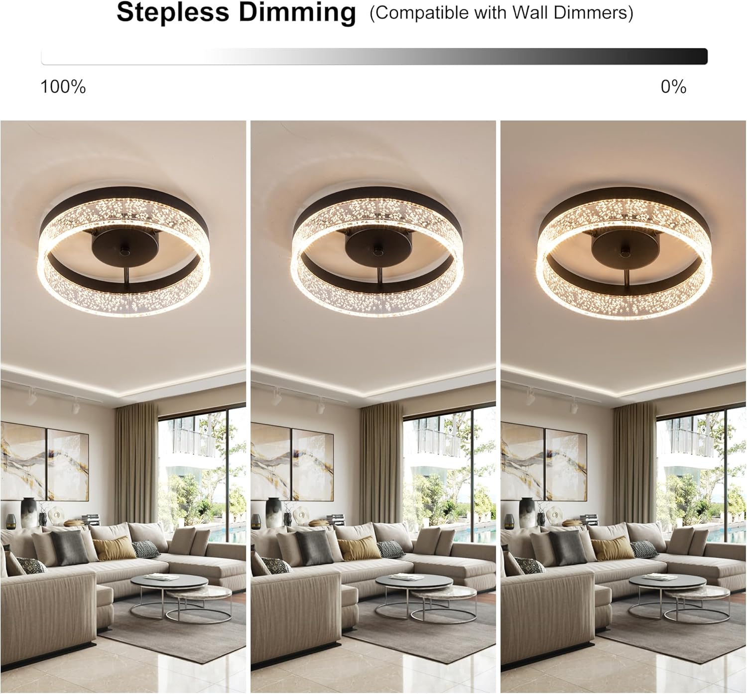 11.65" Modern Black LED Flush Mount Ceiling Light