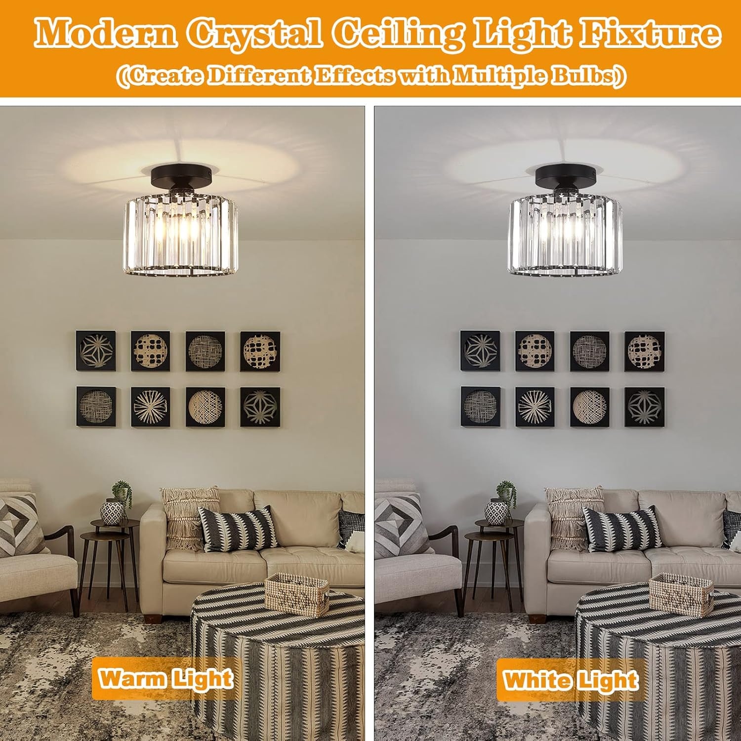 Black Crystal Ceiling Light – Semi Flush Mount