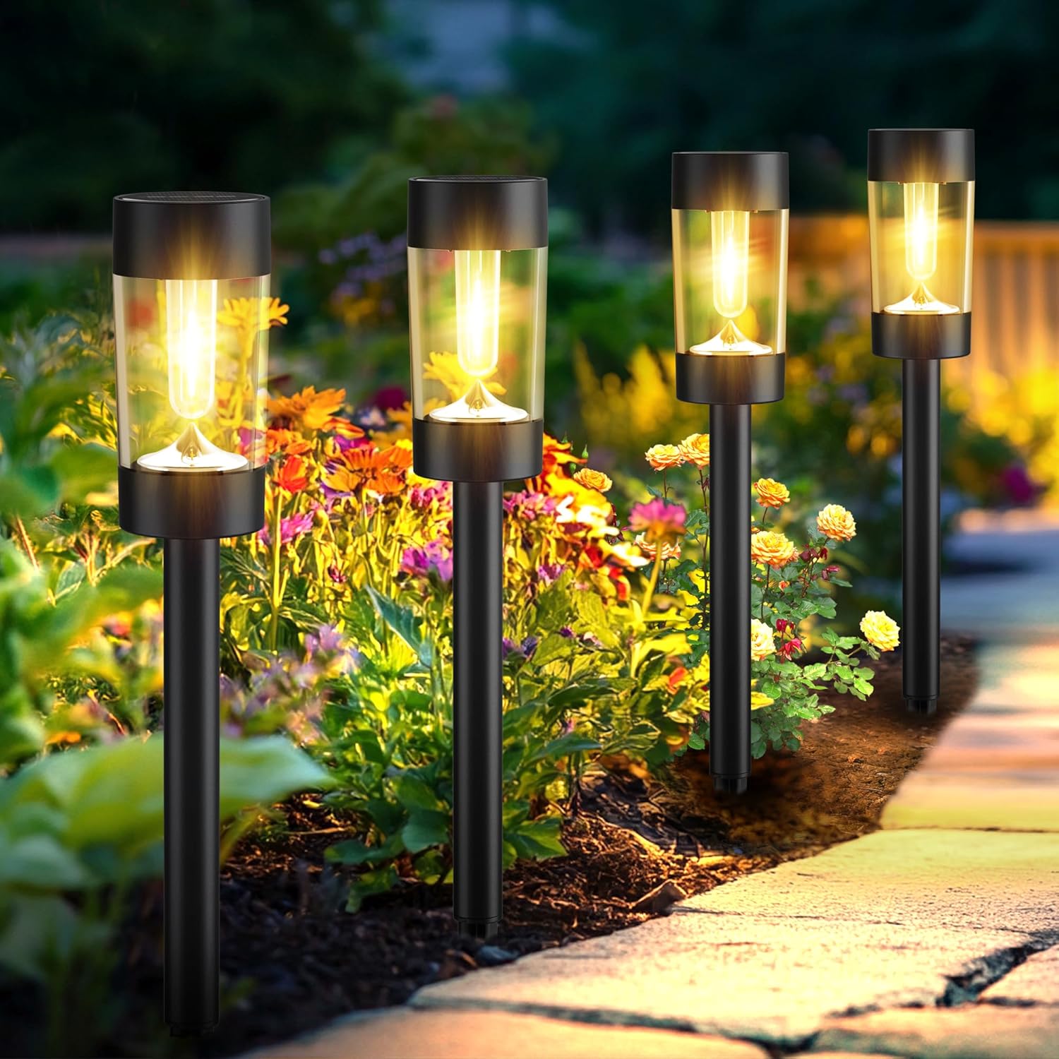 12-Pack Solar Landscape Lights – Warm White