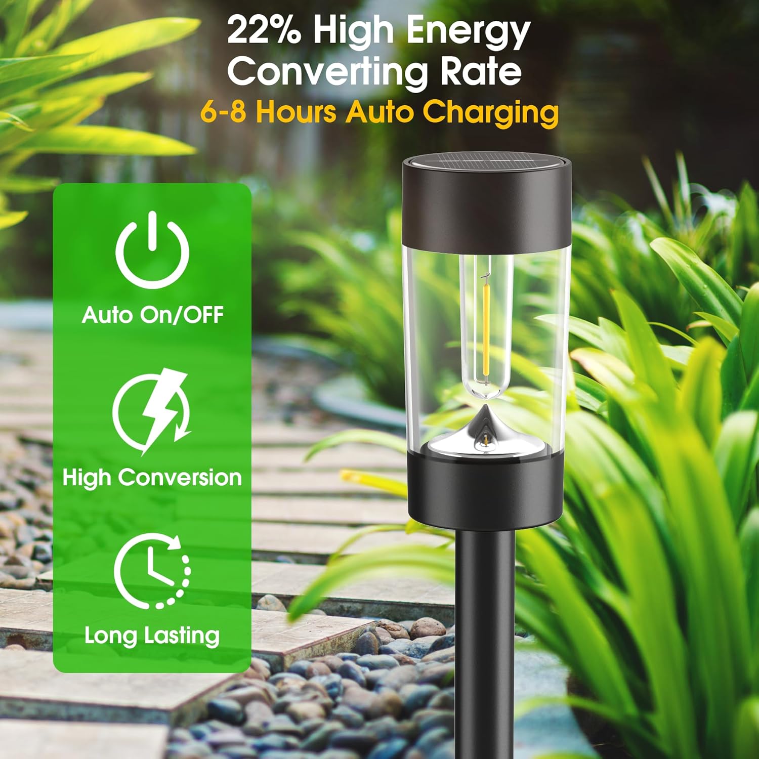 12-Pack Solar Landscape Lights – Warm White