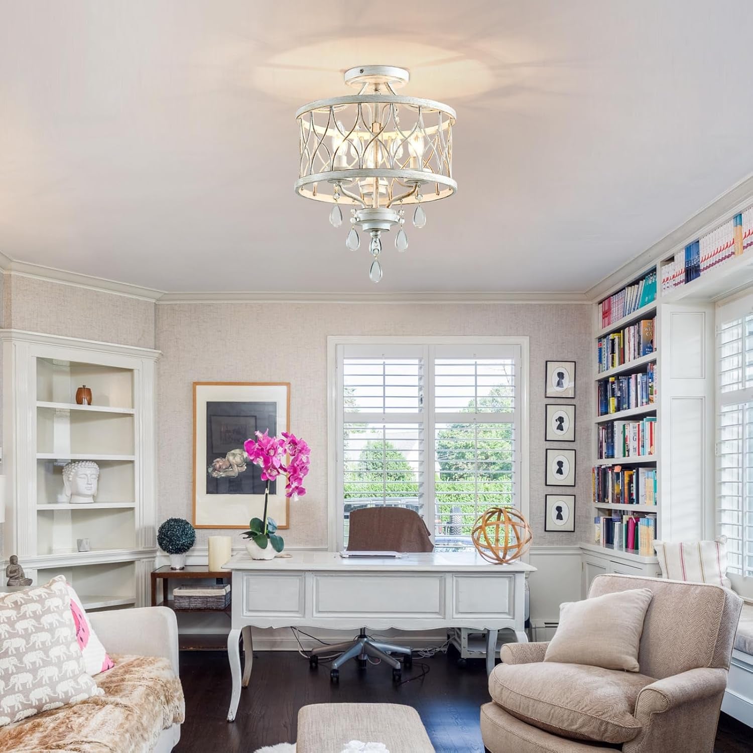 Farmhouse Rustic Crystal Ceiling Light