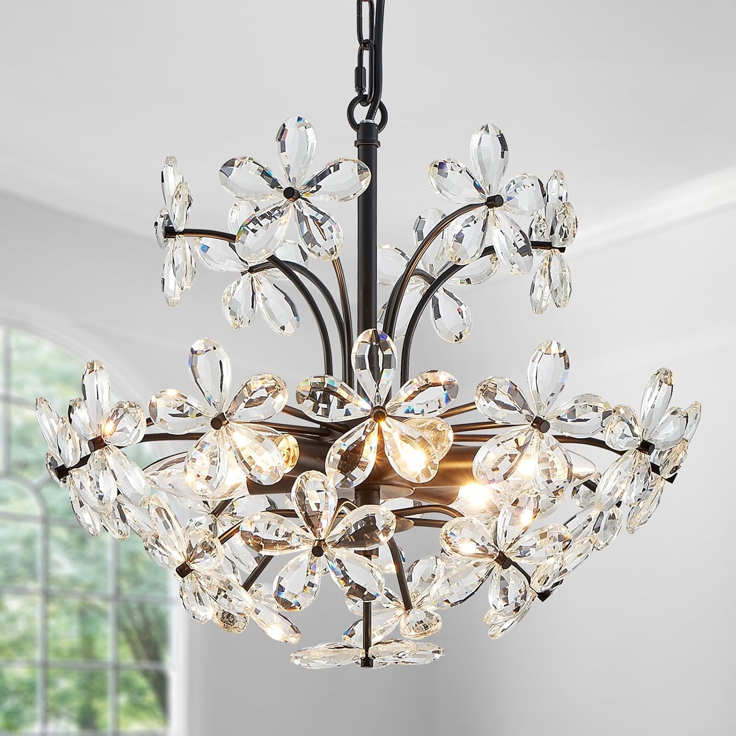 Gold Crystal Flush Mount Chandelier