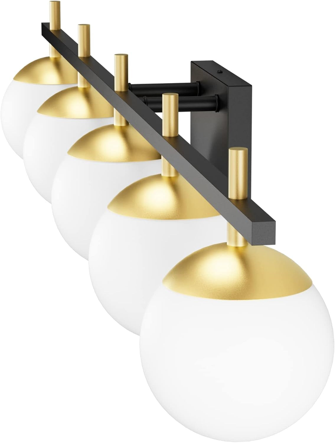 5-Light Mid-Century Vanity Light – Black/Gold