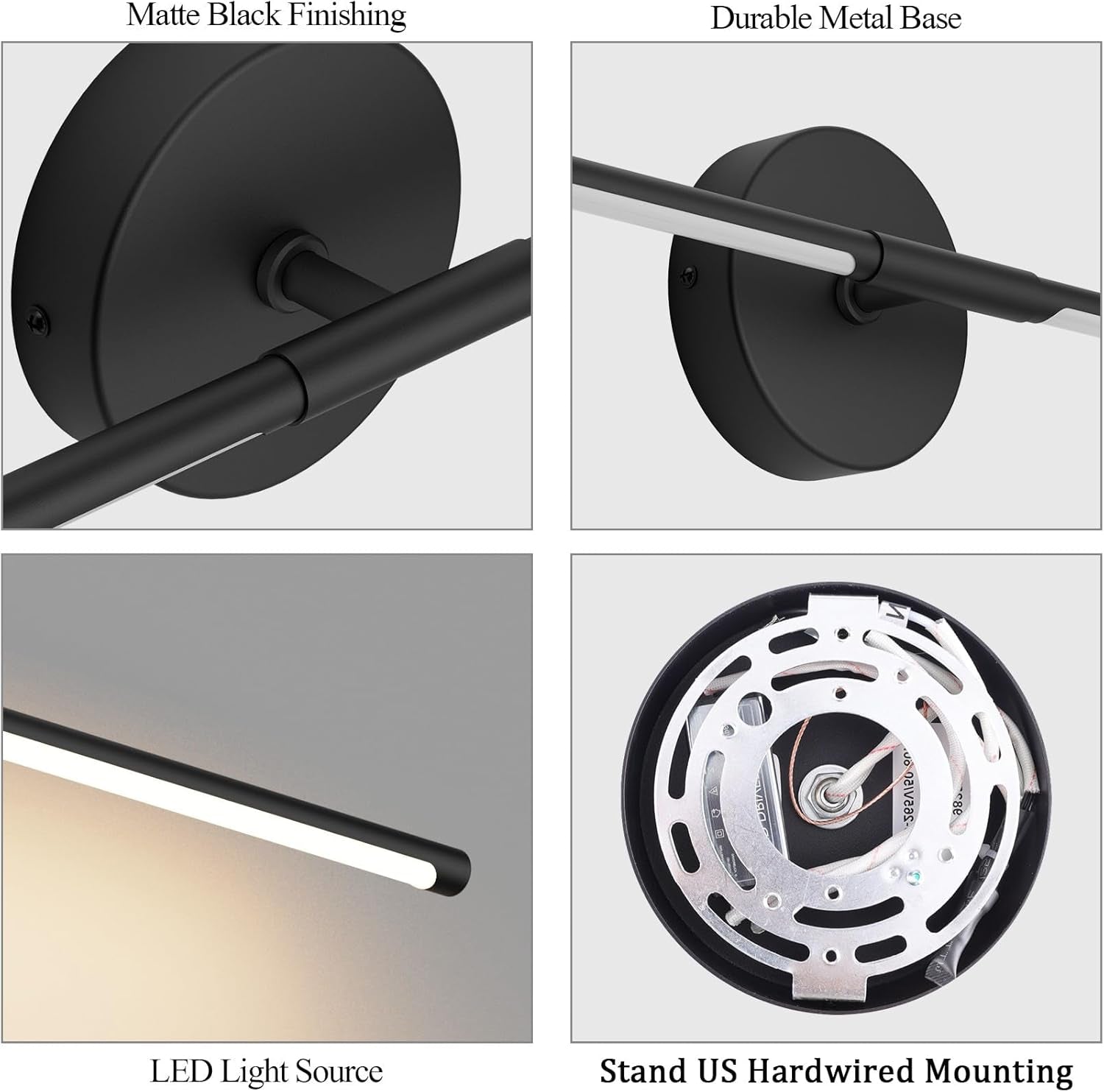 28" Black LED Wall Sconce Set – 2 Pack