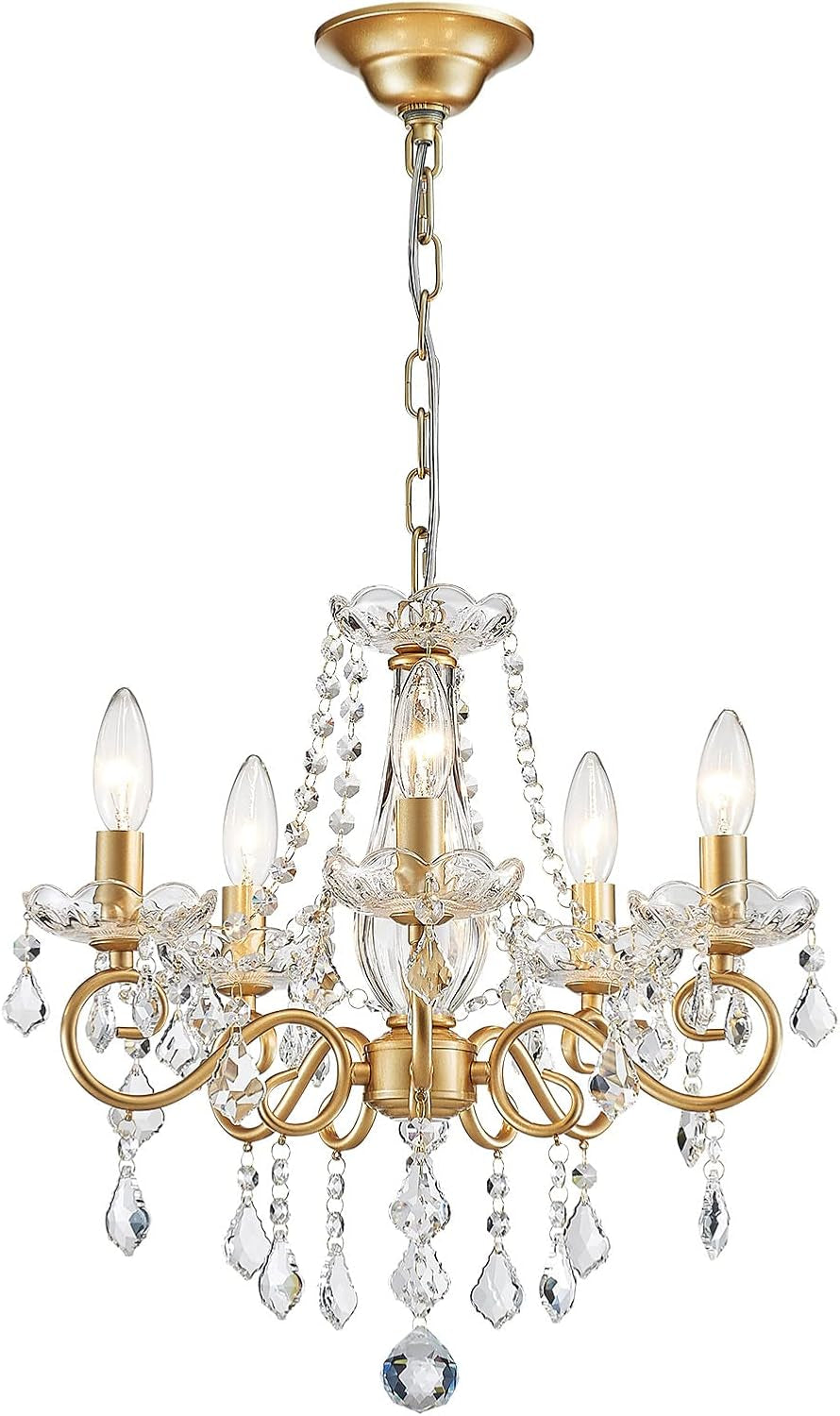 Mini Gold Crystal Chandelier – 5-Light, K9