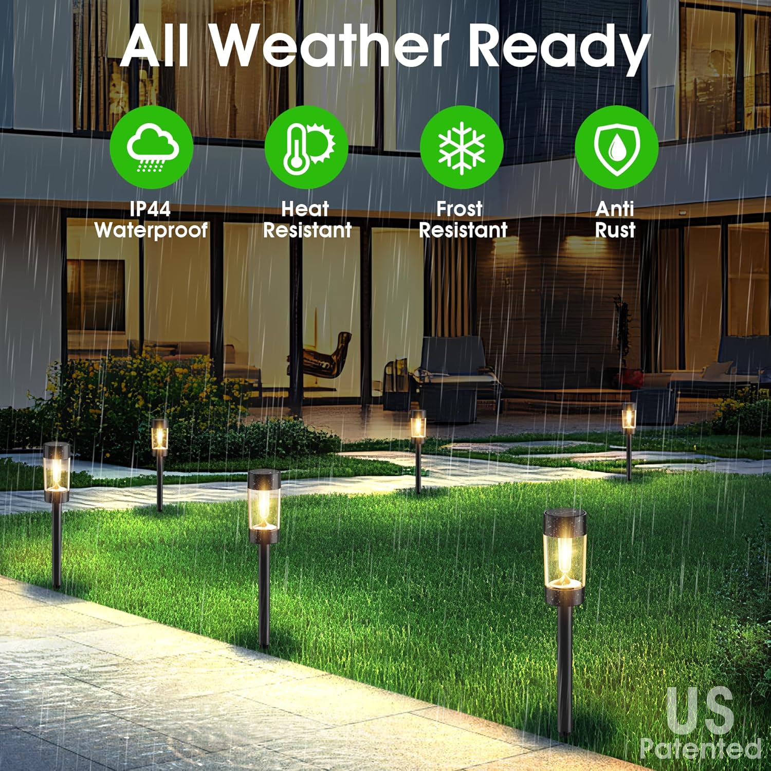 12-Pack Solar Landscape Lights – Warm White