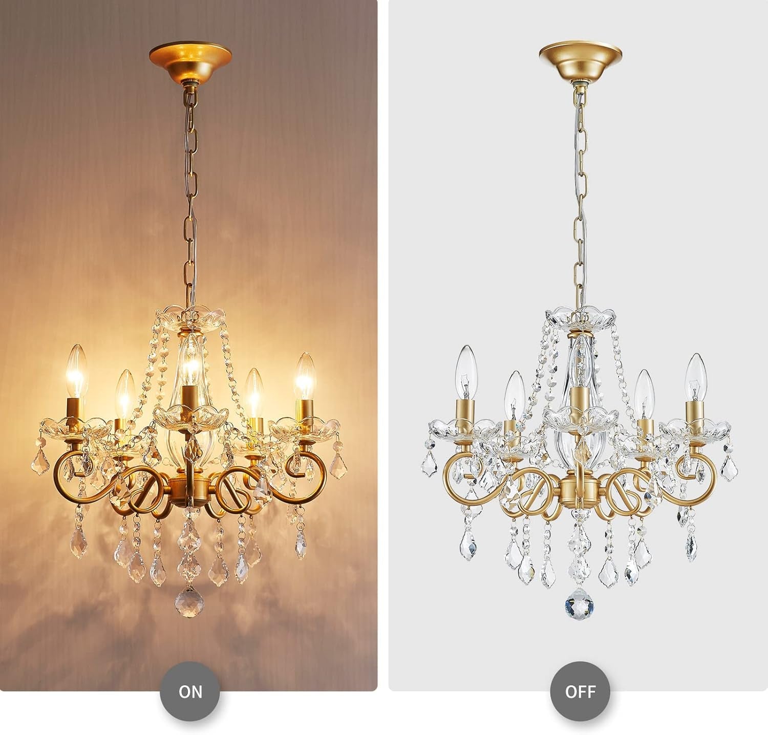 Mini Gold Crystal Chandelier – 5-Light, K9