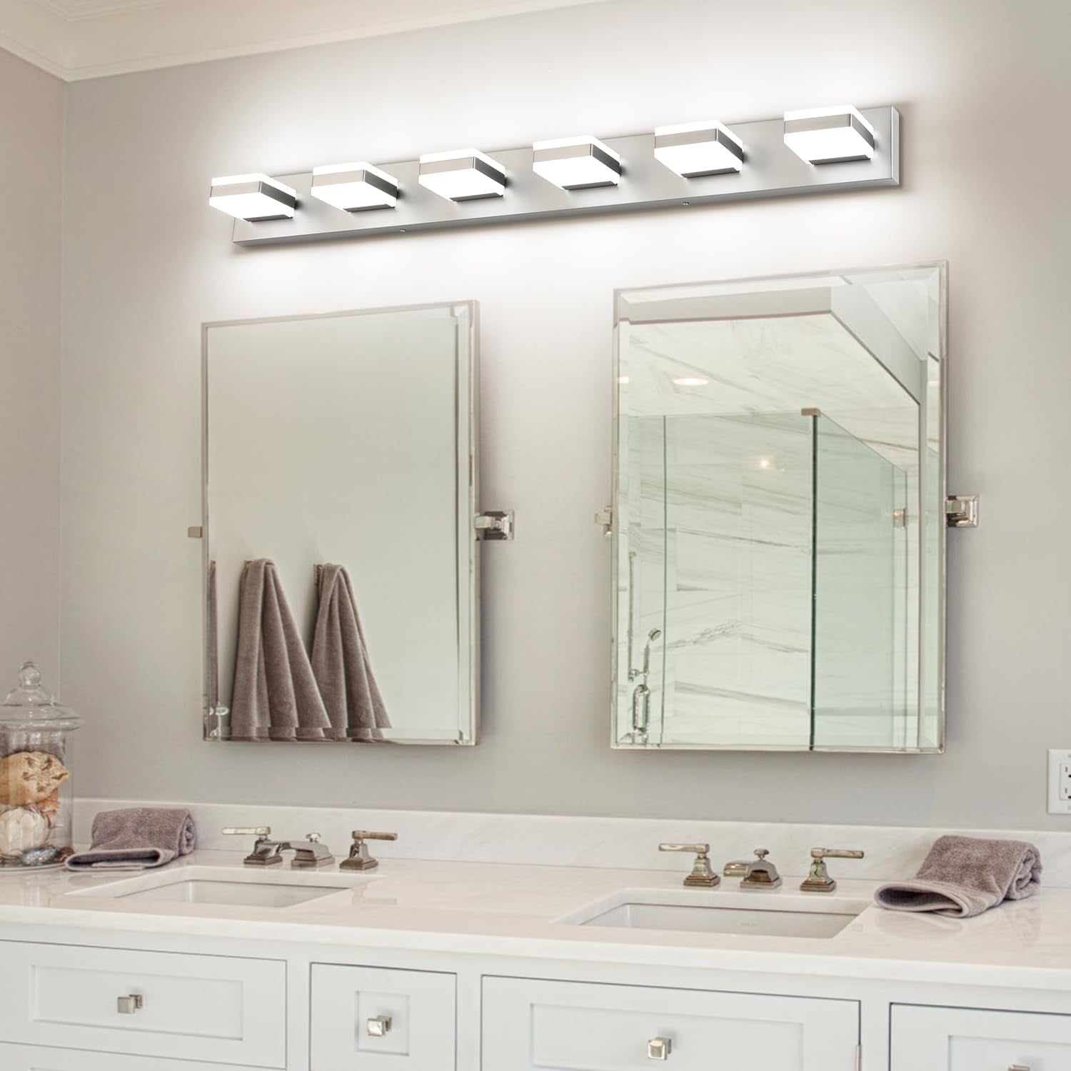 6-Light Brushed Nickel LED Bathroom Vanity Light