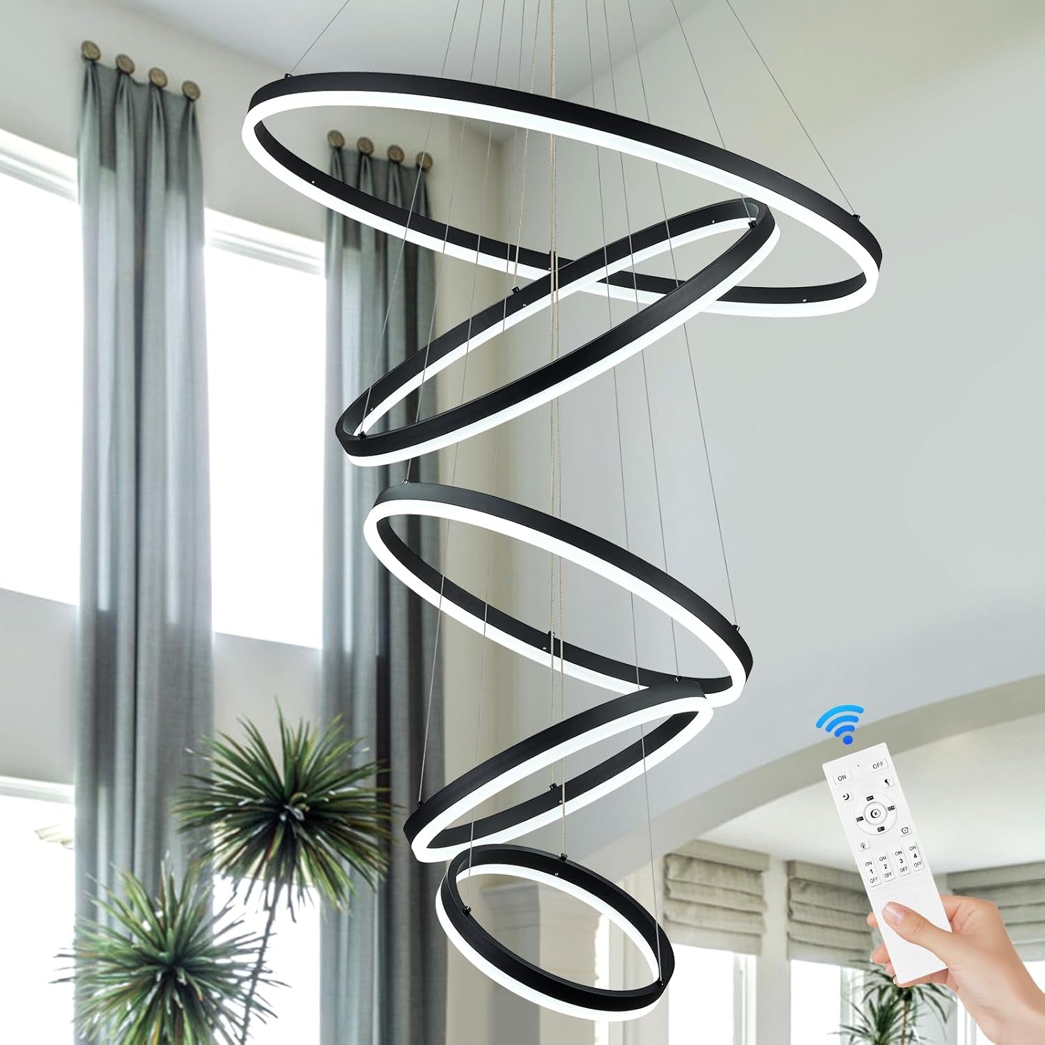 9-Ring Modern LED Dimmable Foyer Chandelier