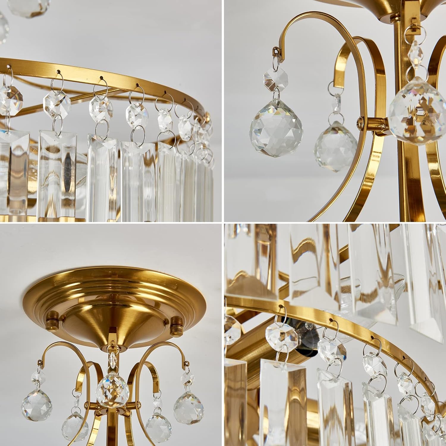 5-Light Gold Crystal Chandelier Fixture
