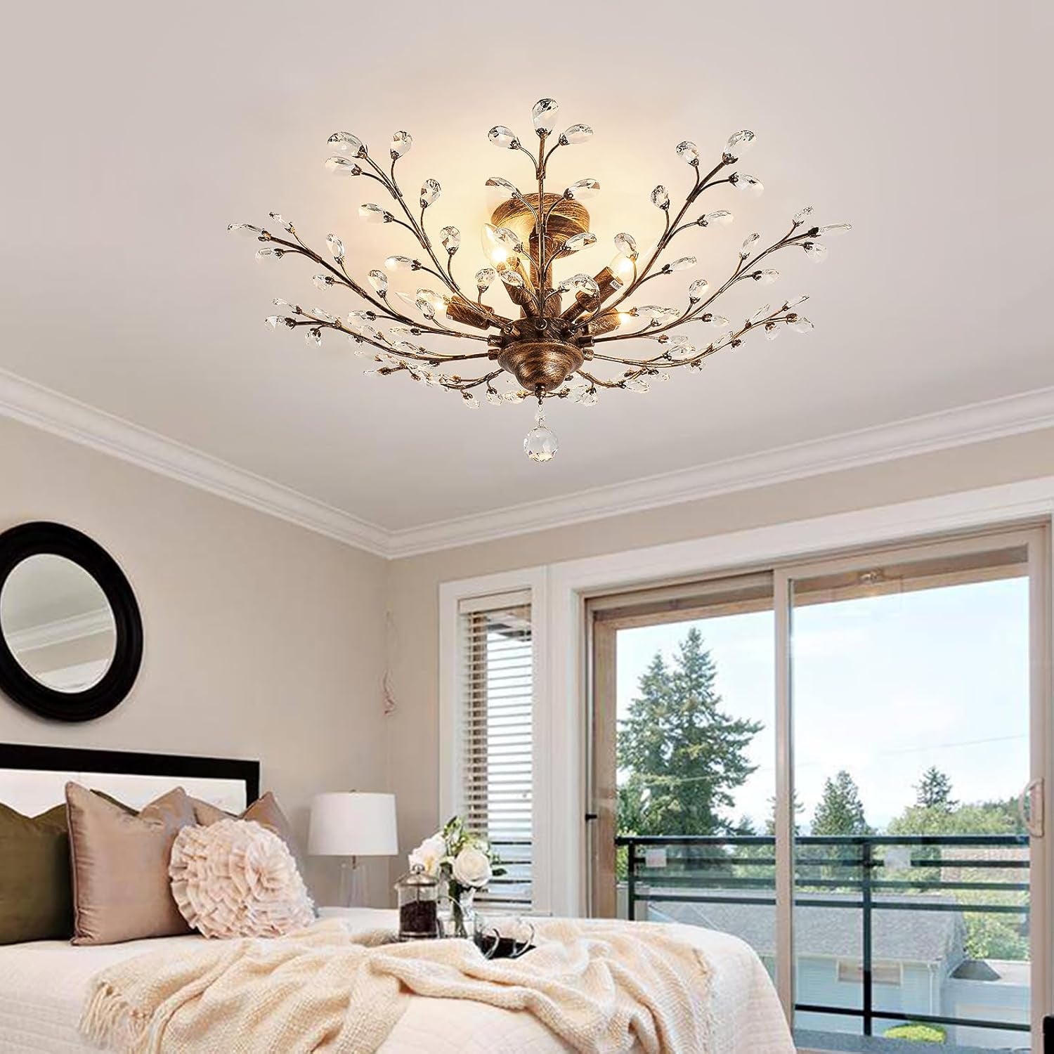 5-Light Bronze Vintage Crystal Chandelier