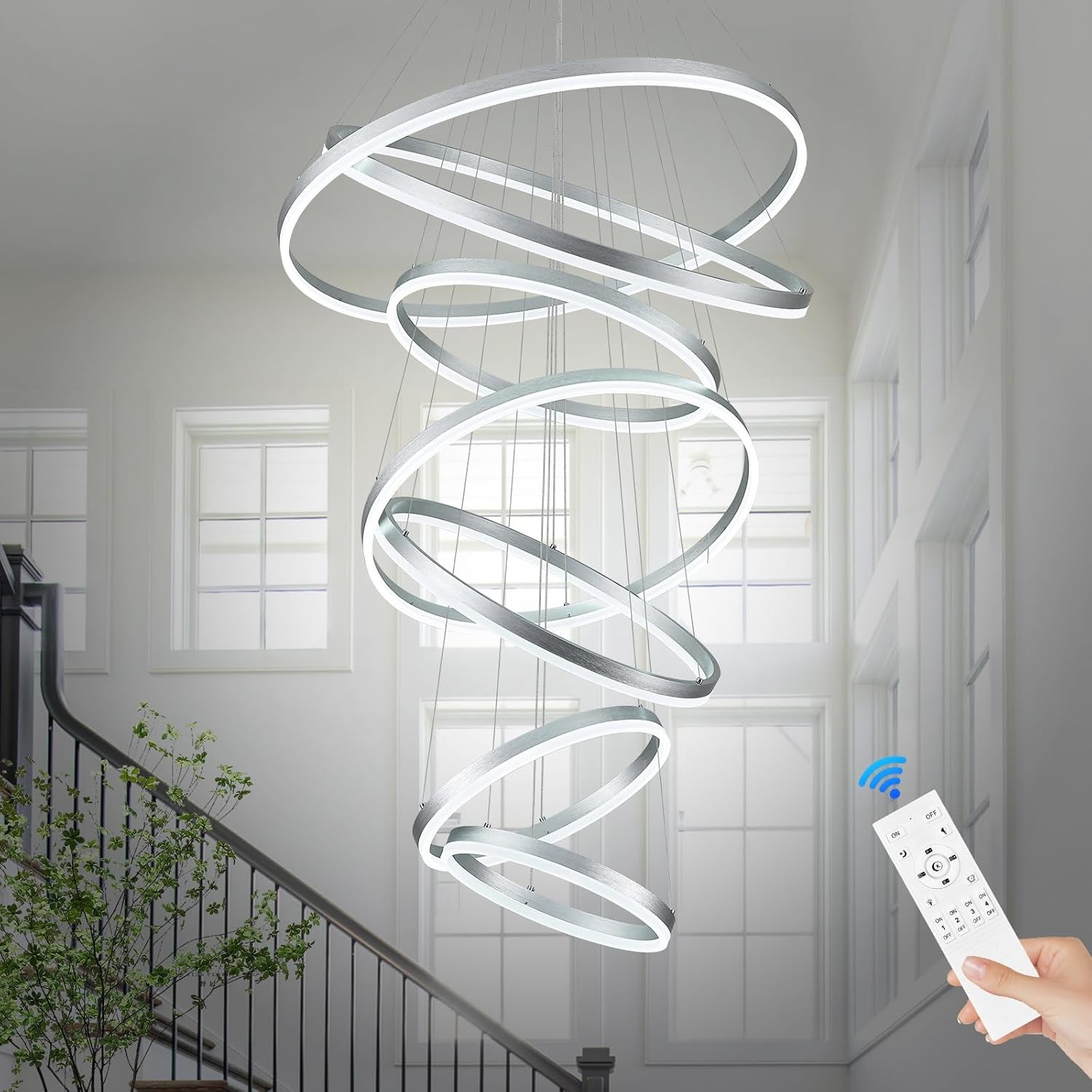9-Ring Modern LED Dimmable Foyer Chandelier