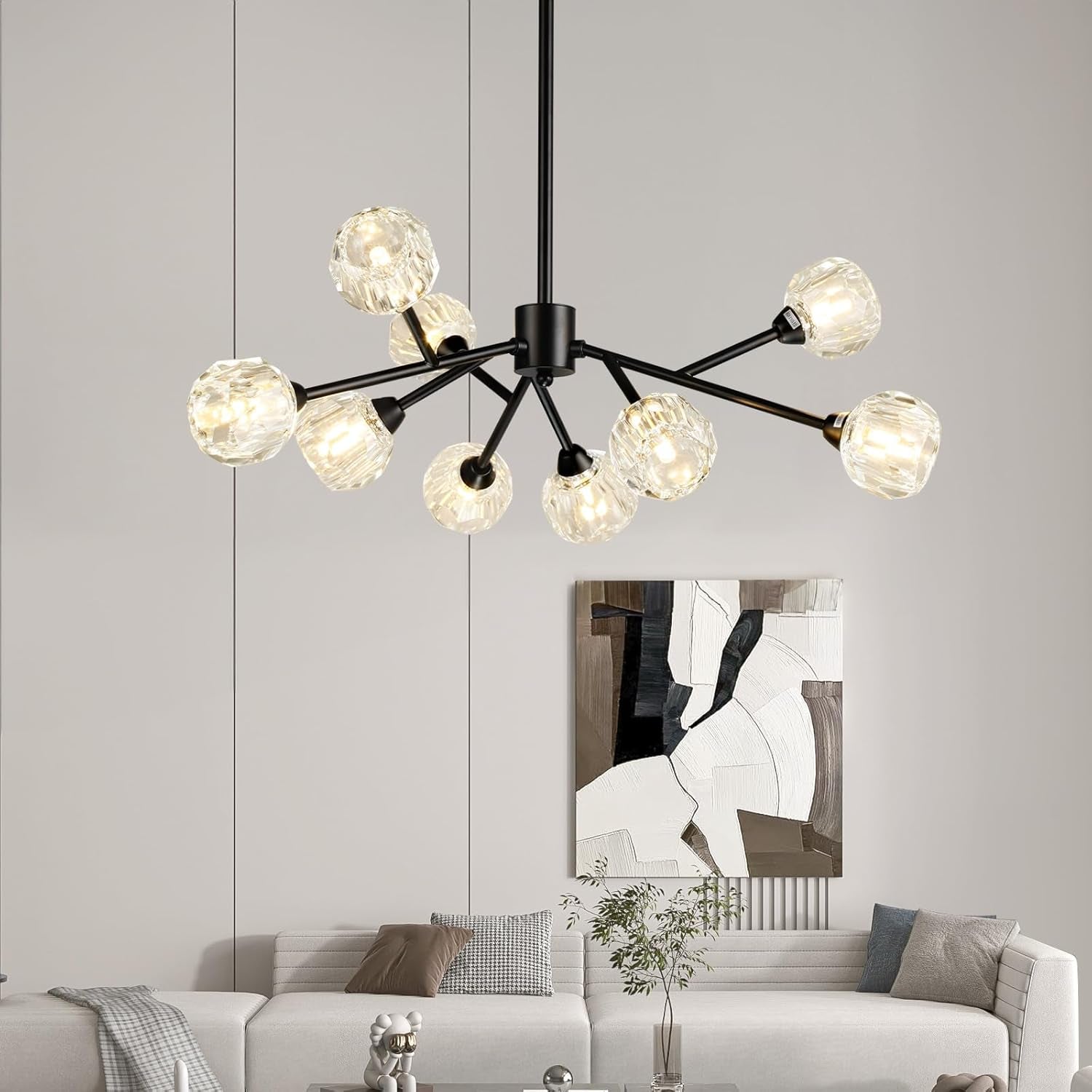9-Light Gold Sputnik Crystal Chandelier