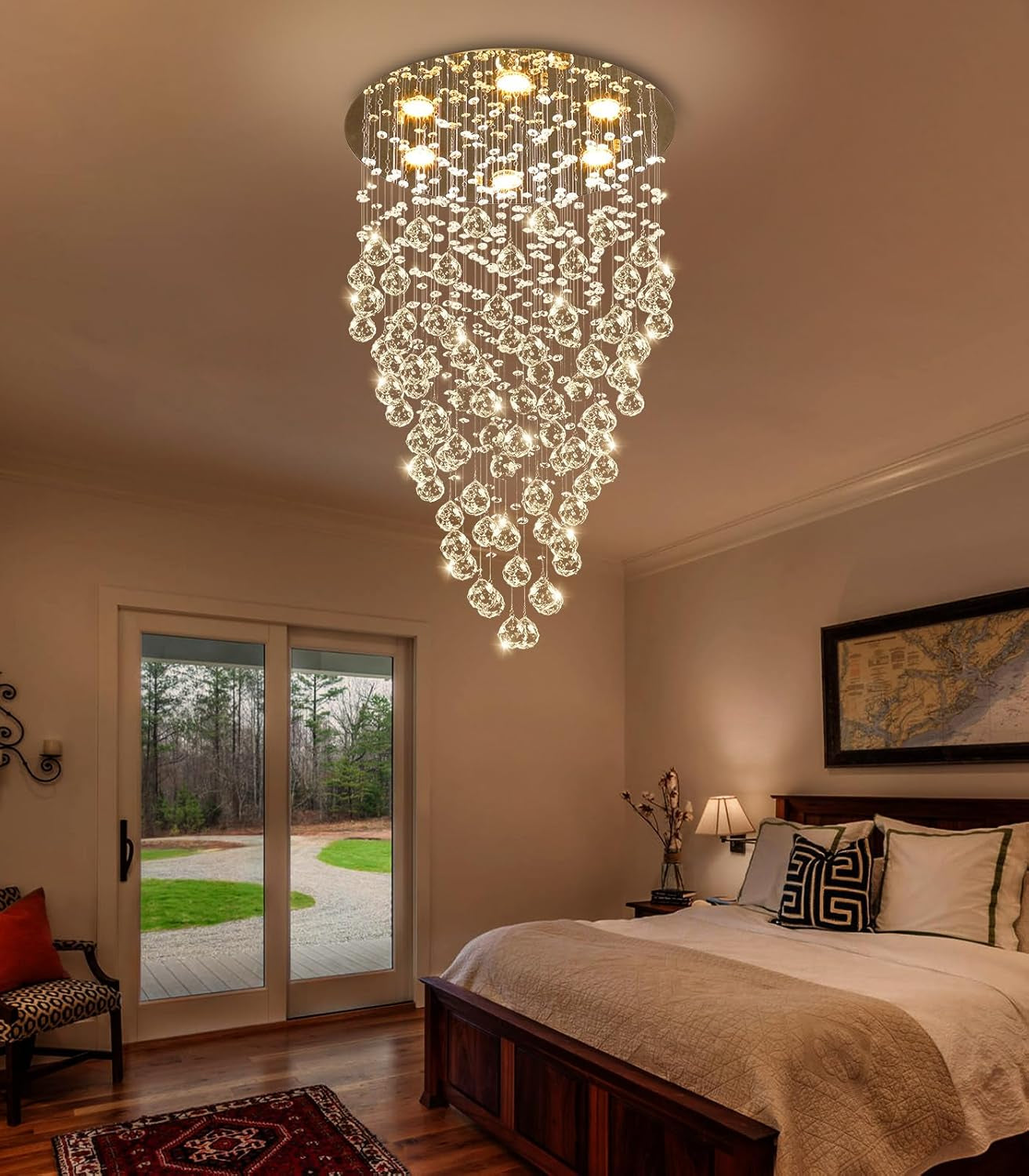 98" Gold Modern Crystal Raindrop Chandelier