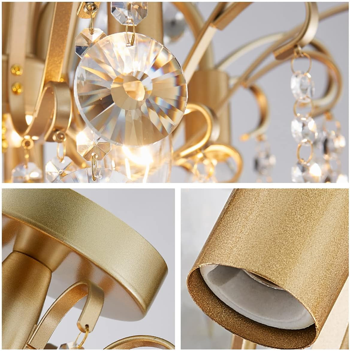 Gold Crystal Flush Mount Chandelier