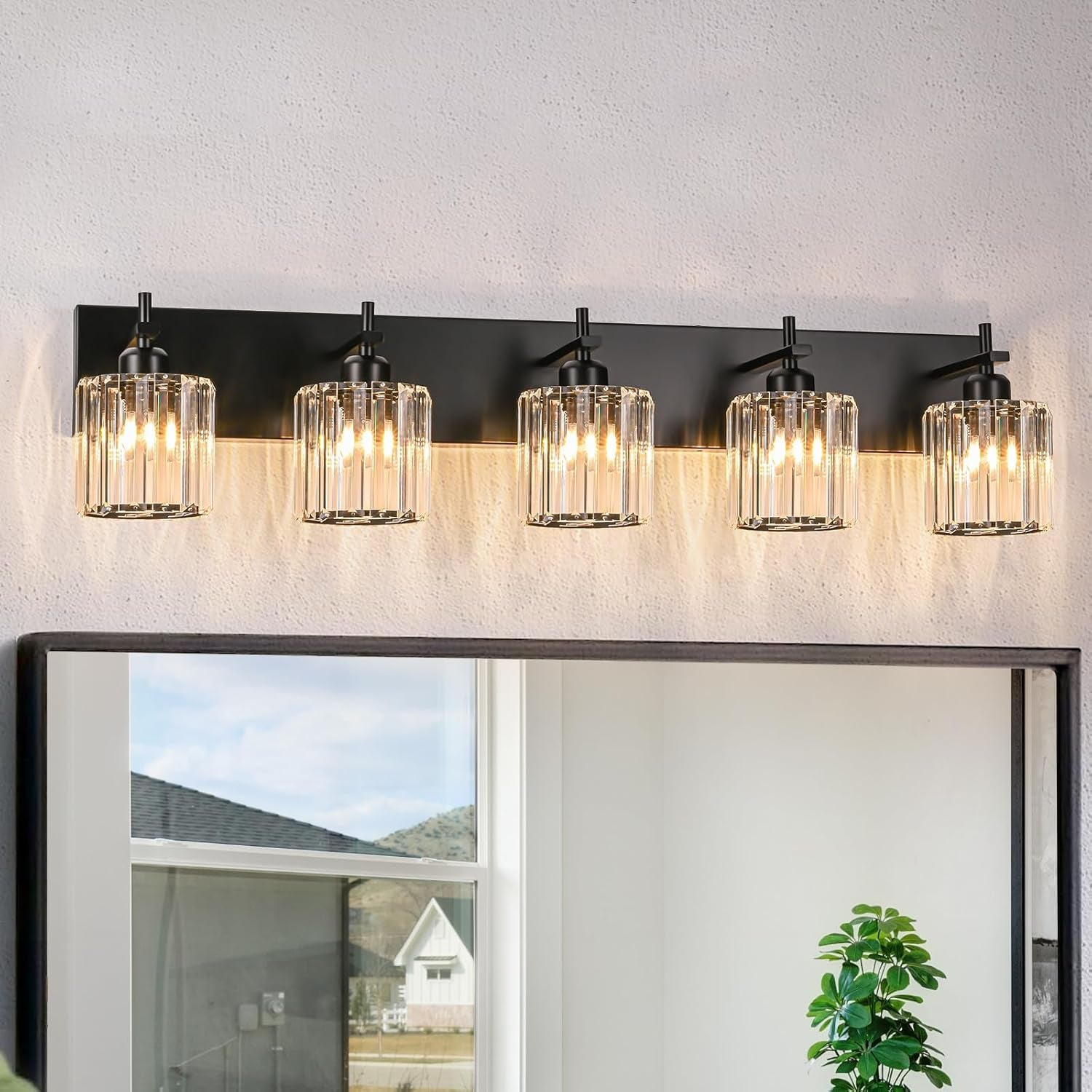 Gold Modern 3-Light Crystal Bathroom Vanity Light