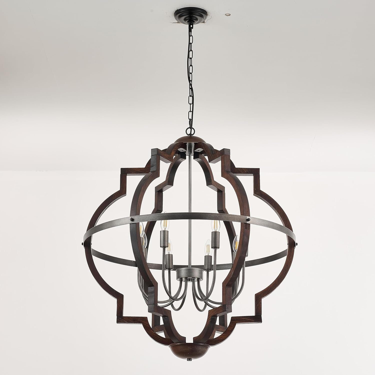 Rustic Farmhouse Globe Wood Chandelier