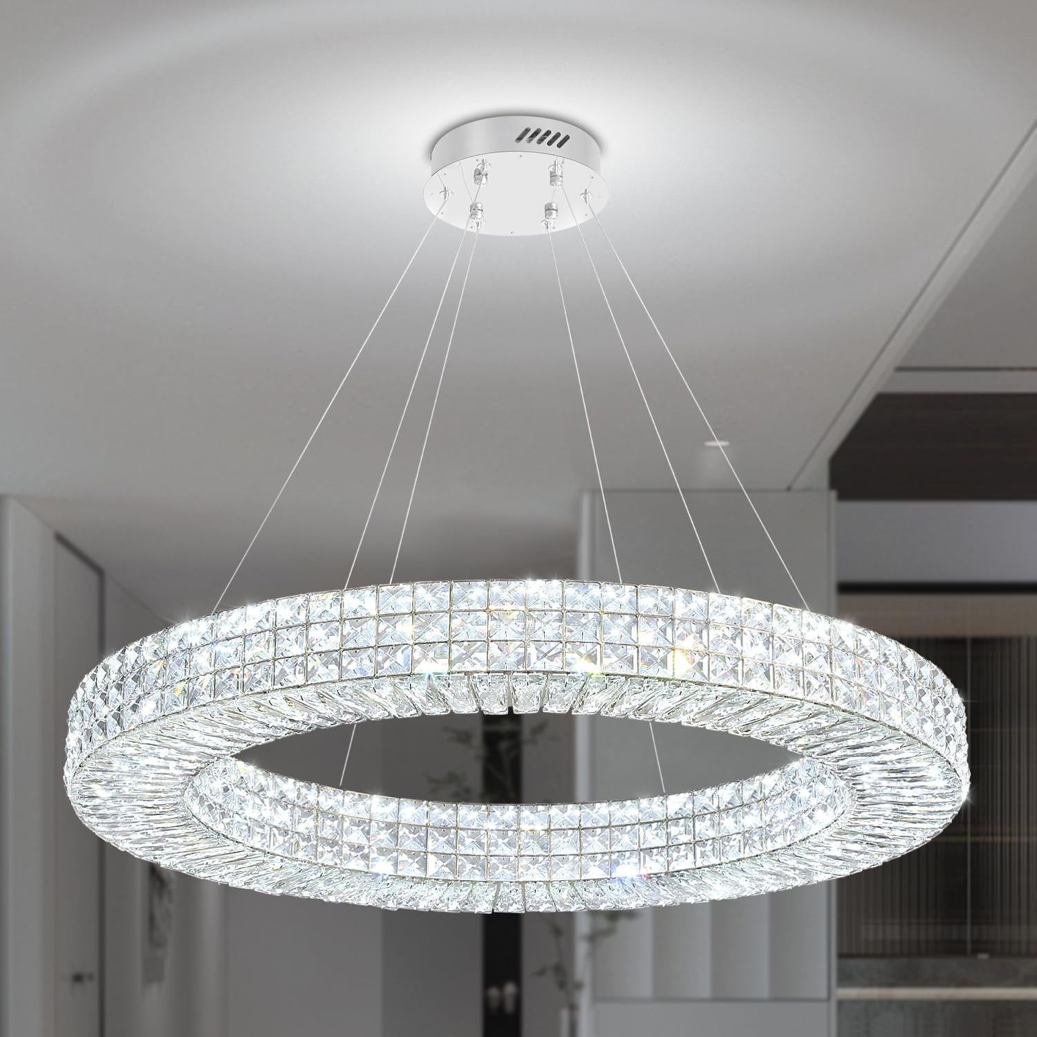 40” Modern Crystal Ring Chandelier