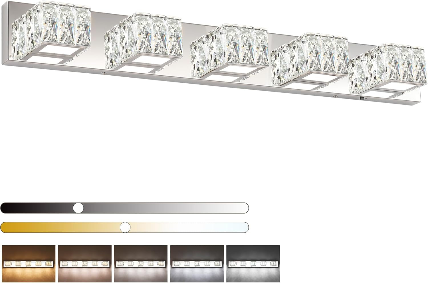 6-Light LED Chrome Crystal Bathroom Vanity Light