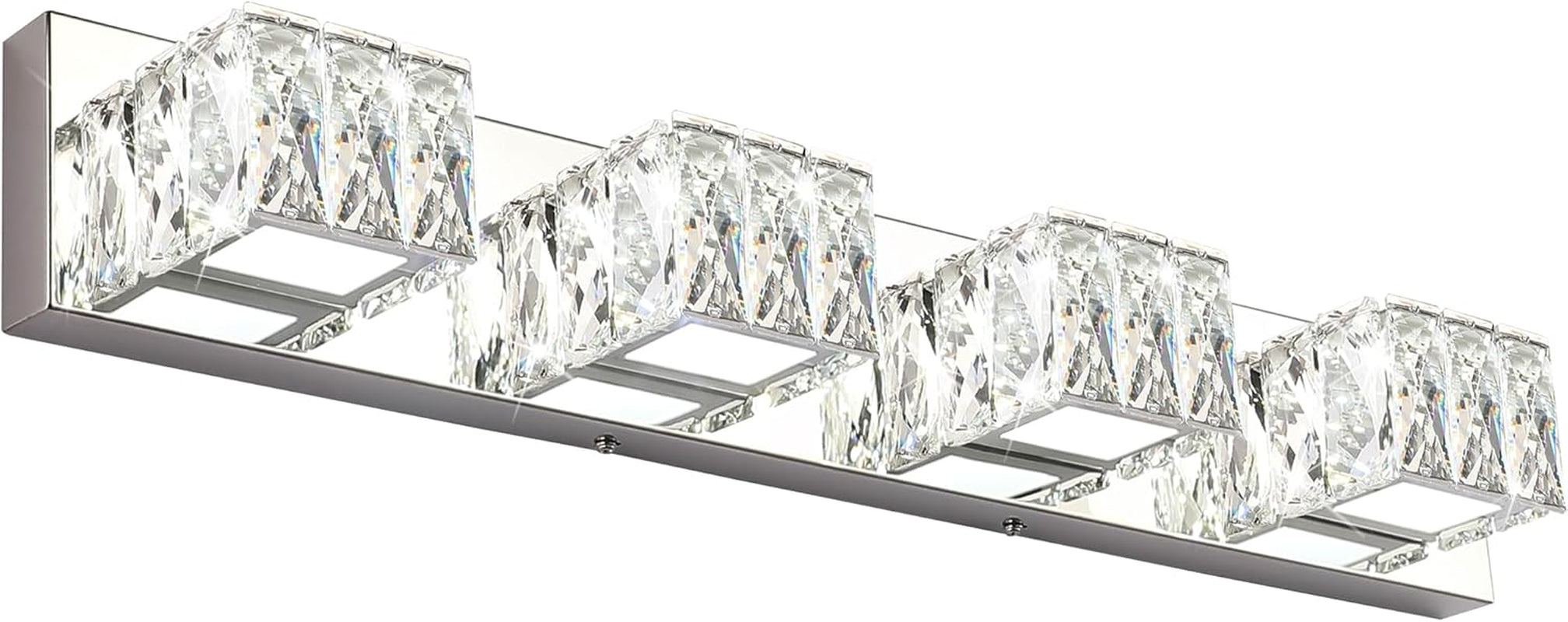 6-Light LED Chrome Crystal Bathroom Vanity Light