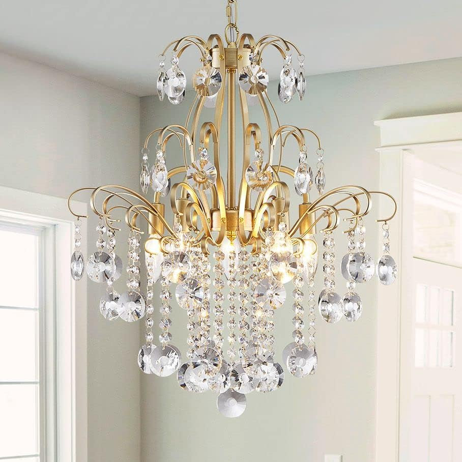 Gold Crystal Flush Mount Chandelier