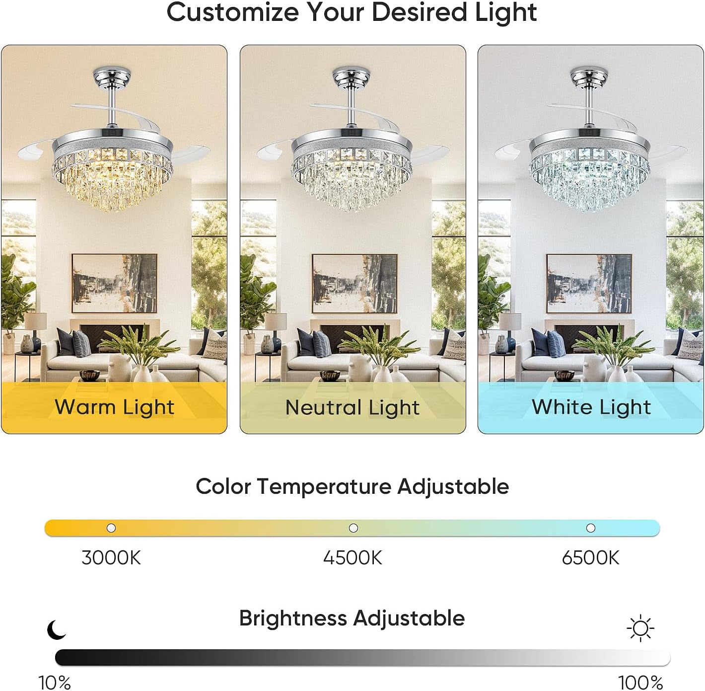 42" Crystal LED Fandelier Ceiling Fan Light