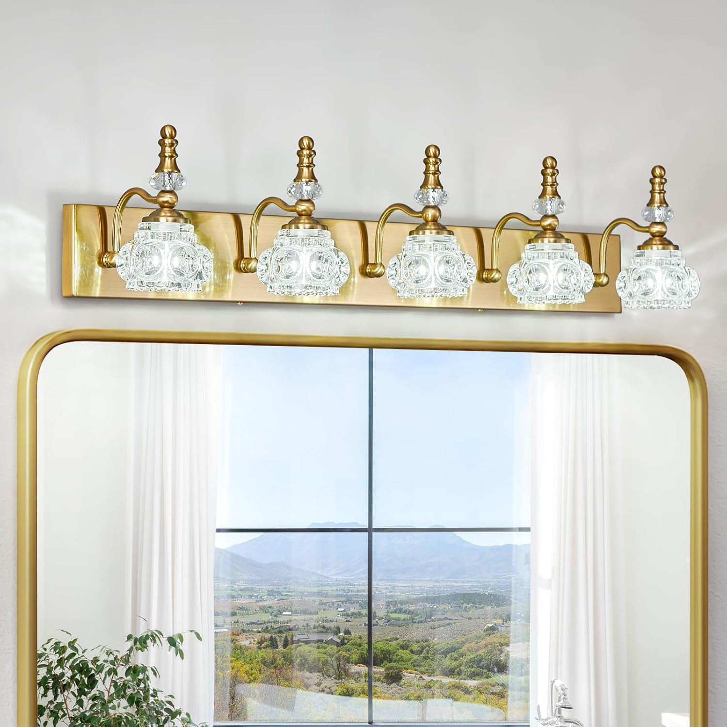3-Light Black Crystal Bathroom Vanity Light