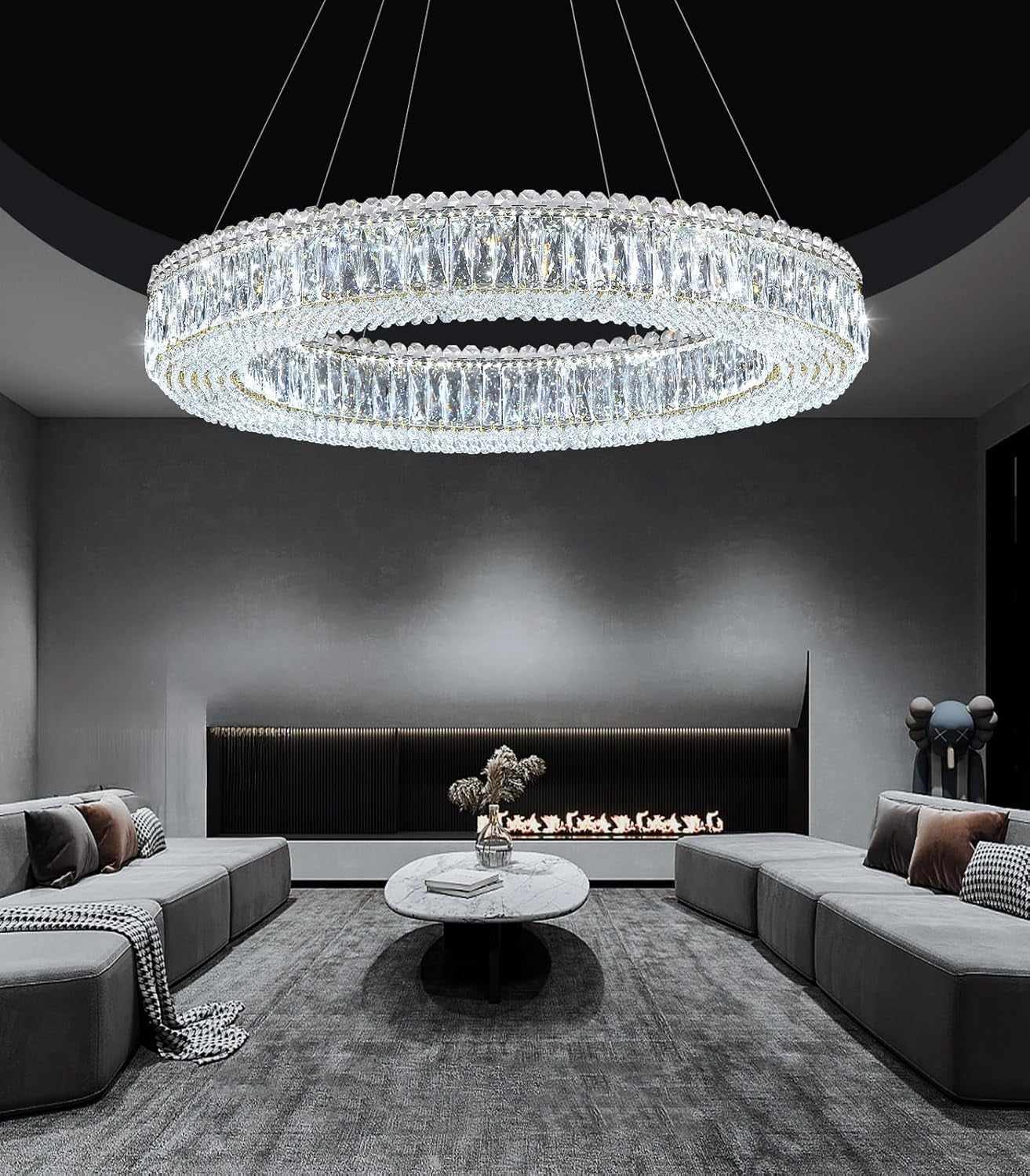 Modern Gold Crystal Ring LED Chandelier