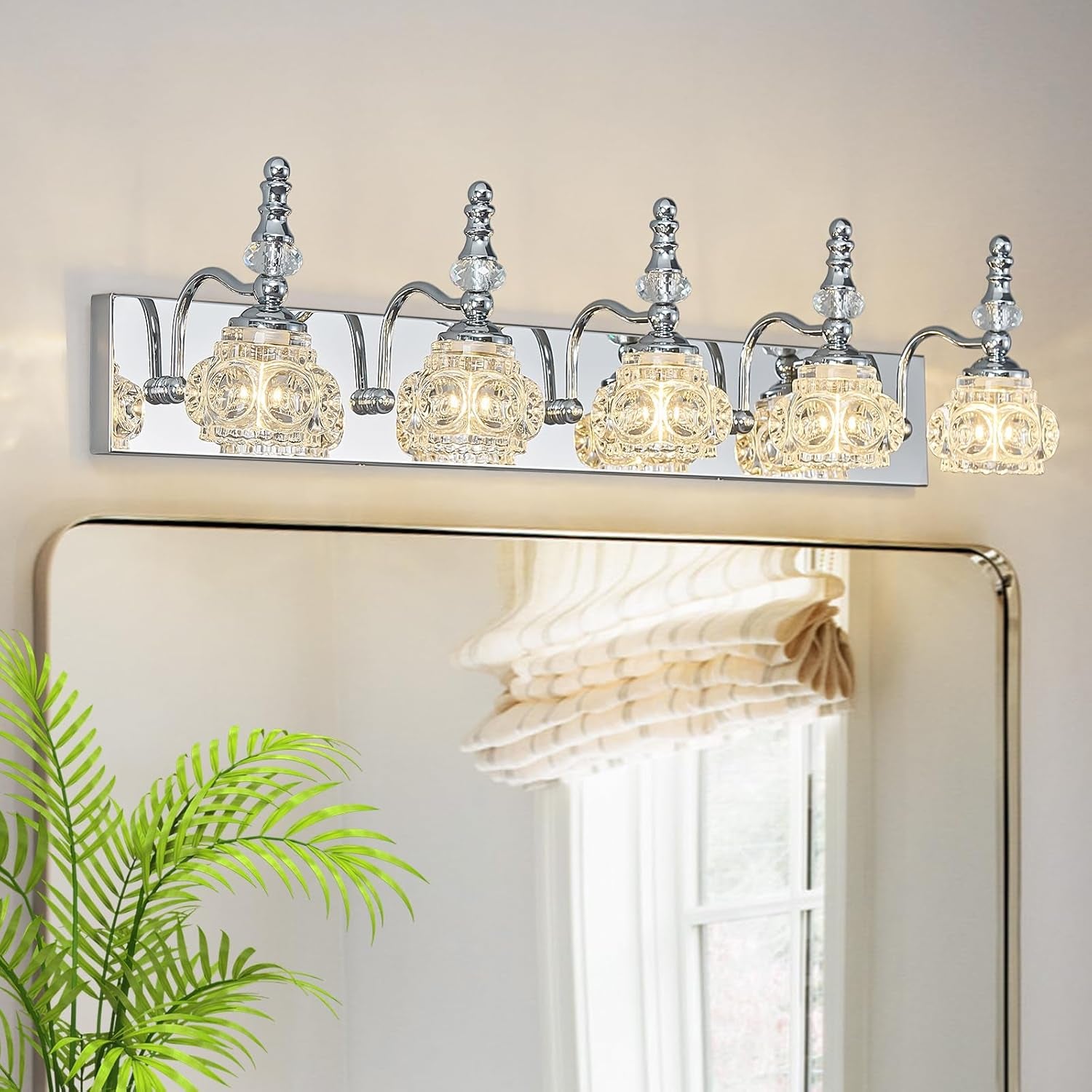 3-Light Black Crystal Bathroom Vanity Light