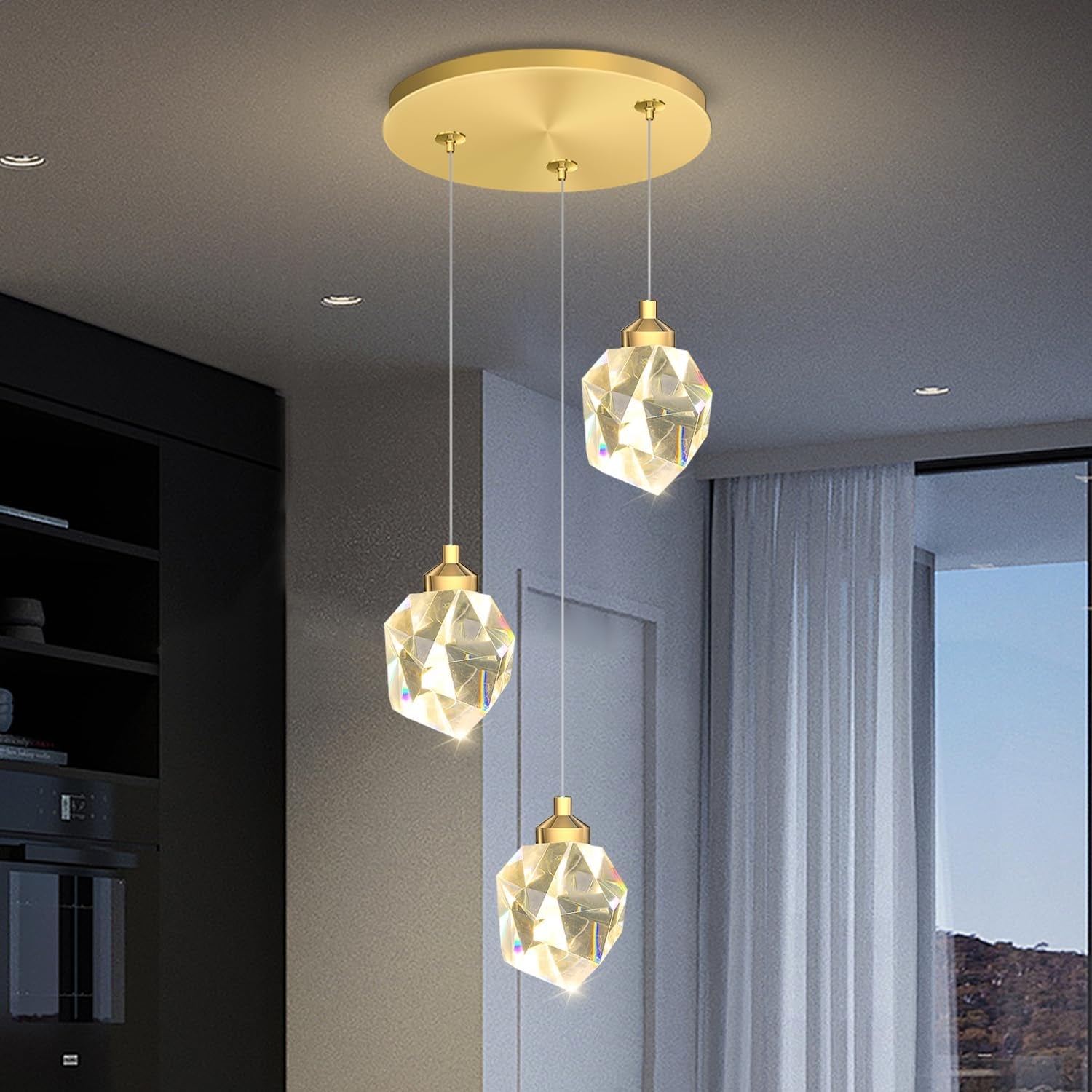Gold 5-Light Raindrop Pendant Chandelier