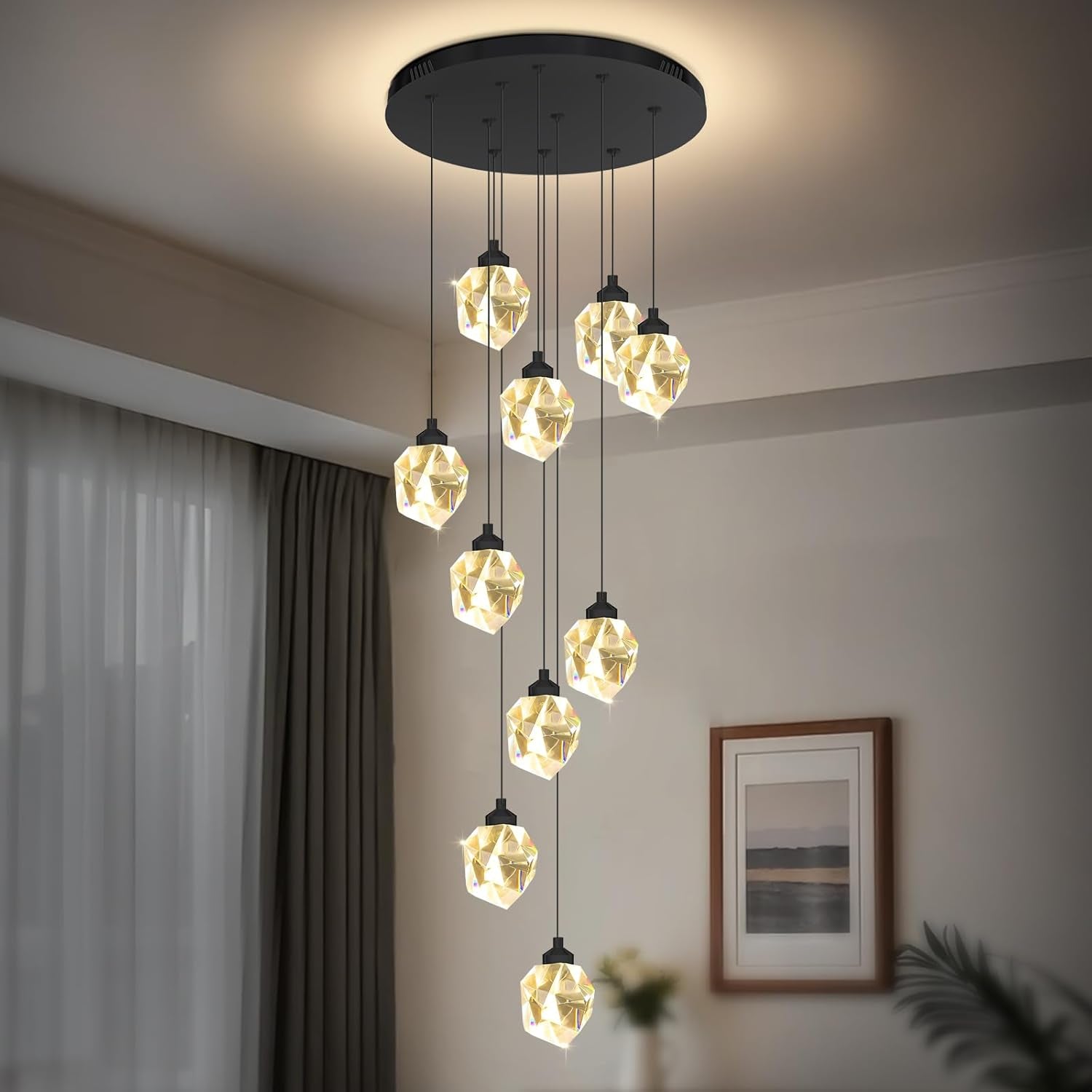 Gold 5-Light Raindrop Pendant Chandelier