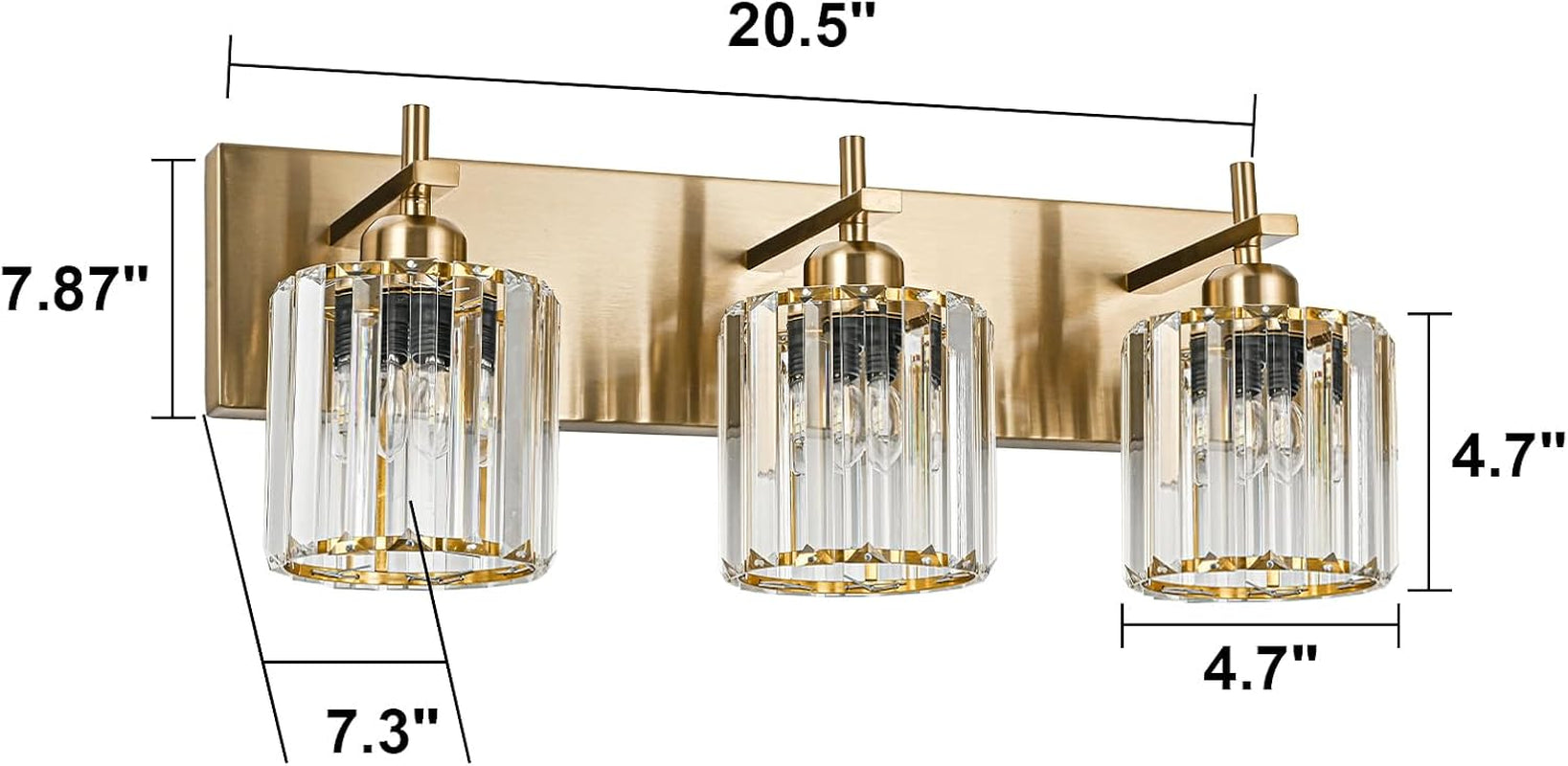 Gold Modern 3-Light Crystal Bathroom Vanity Light